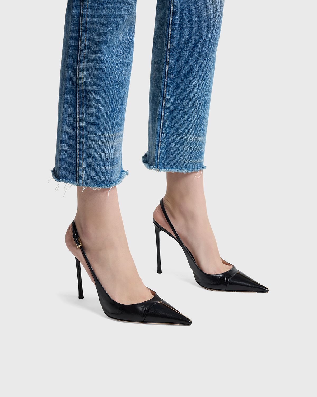 TOM FORD 85mm Shiny Kid Leather Slingback Pumps | Thumbnail 5