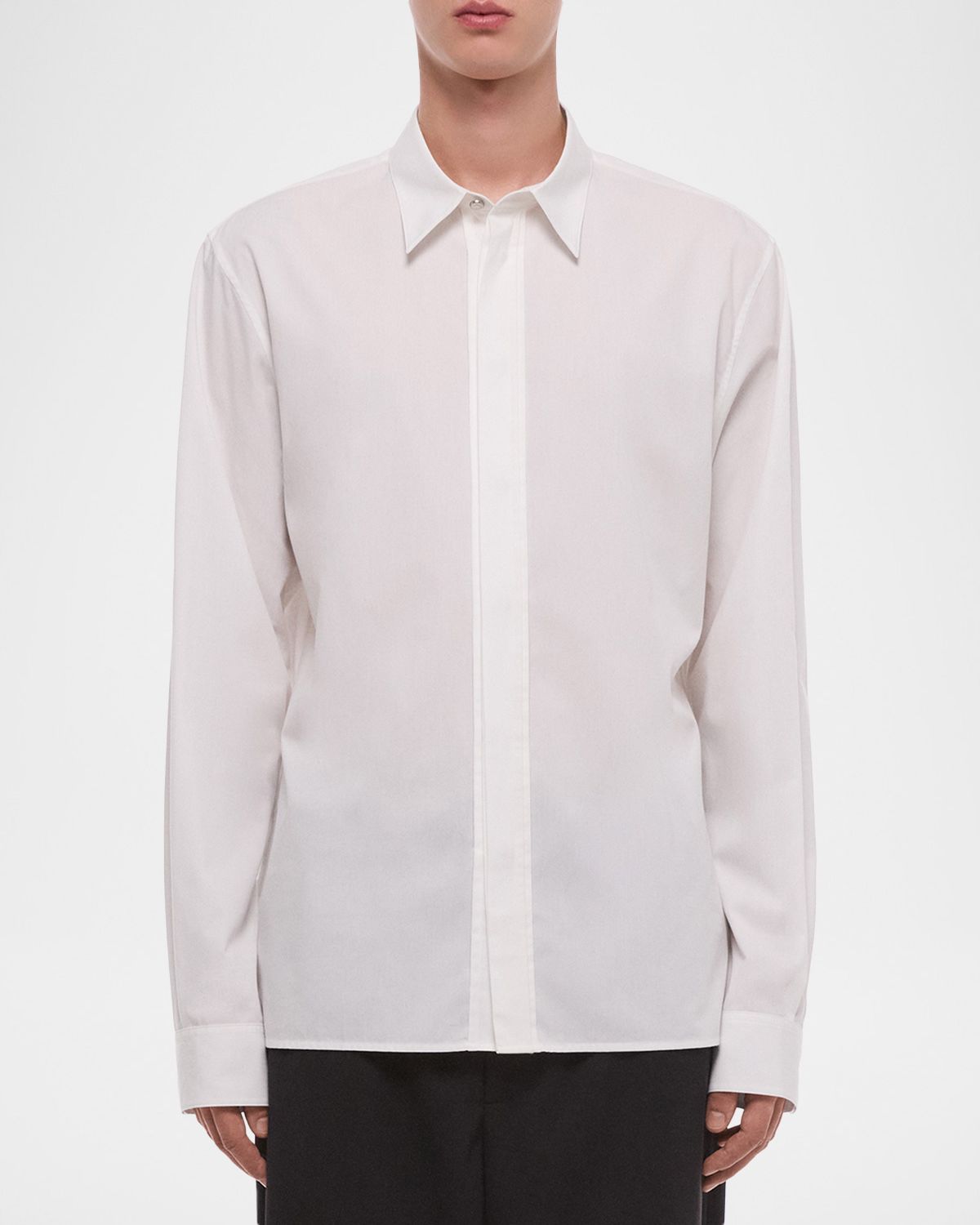 Helmut Lang Men 's Wardrobe Covered-Placked Poplin Sport Shirt | Thumbnail 4 Helmut Lang Men 's Wardrobe Covered-Placked Poplin Sport Shirt | Thumbnail 4