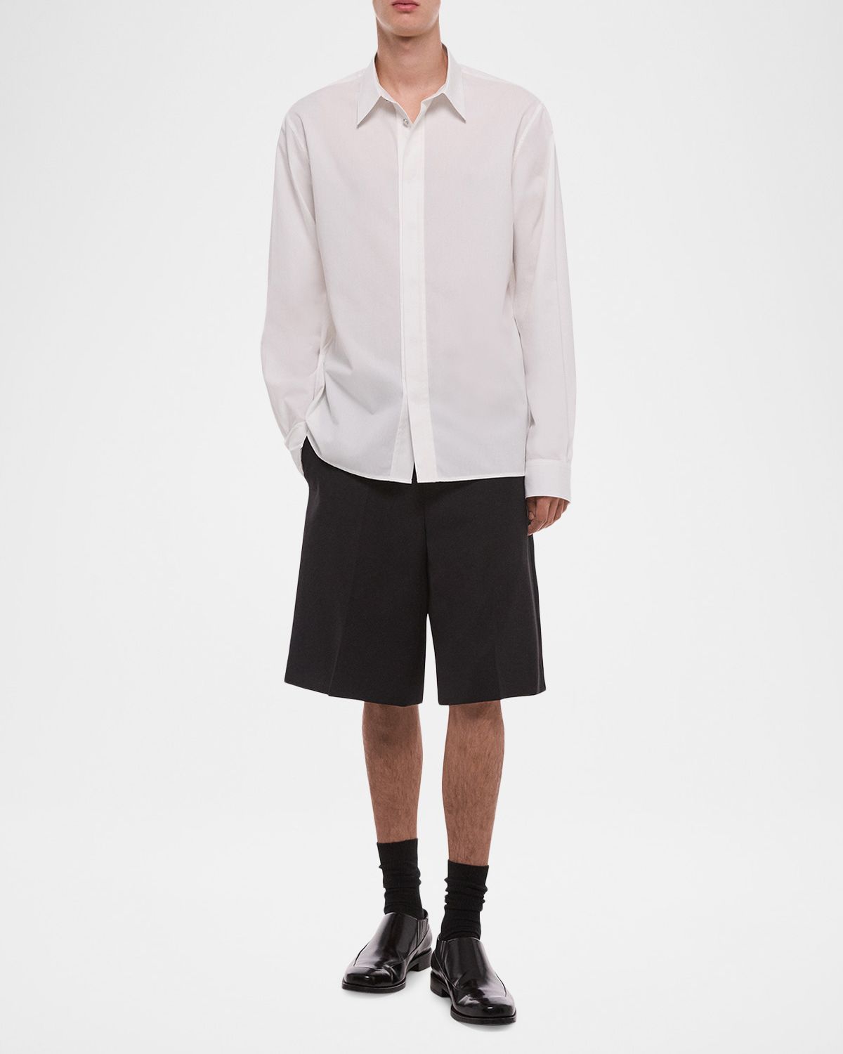 Helmut Lang Men 's Wardrobe Covered-Placked Poplin Sport Shirt | Thumbnail 8 Helmut Lang Men 's Wardrobe Covered-Placked Poplin Sport Shirt | Thumbnail 8