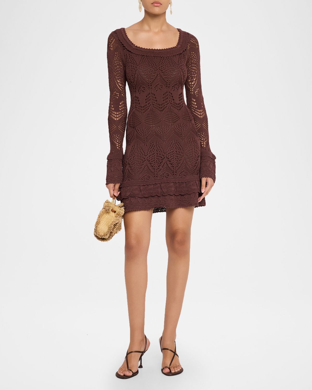 STAUD Rozella Crochet Mini Dress