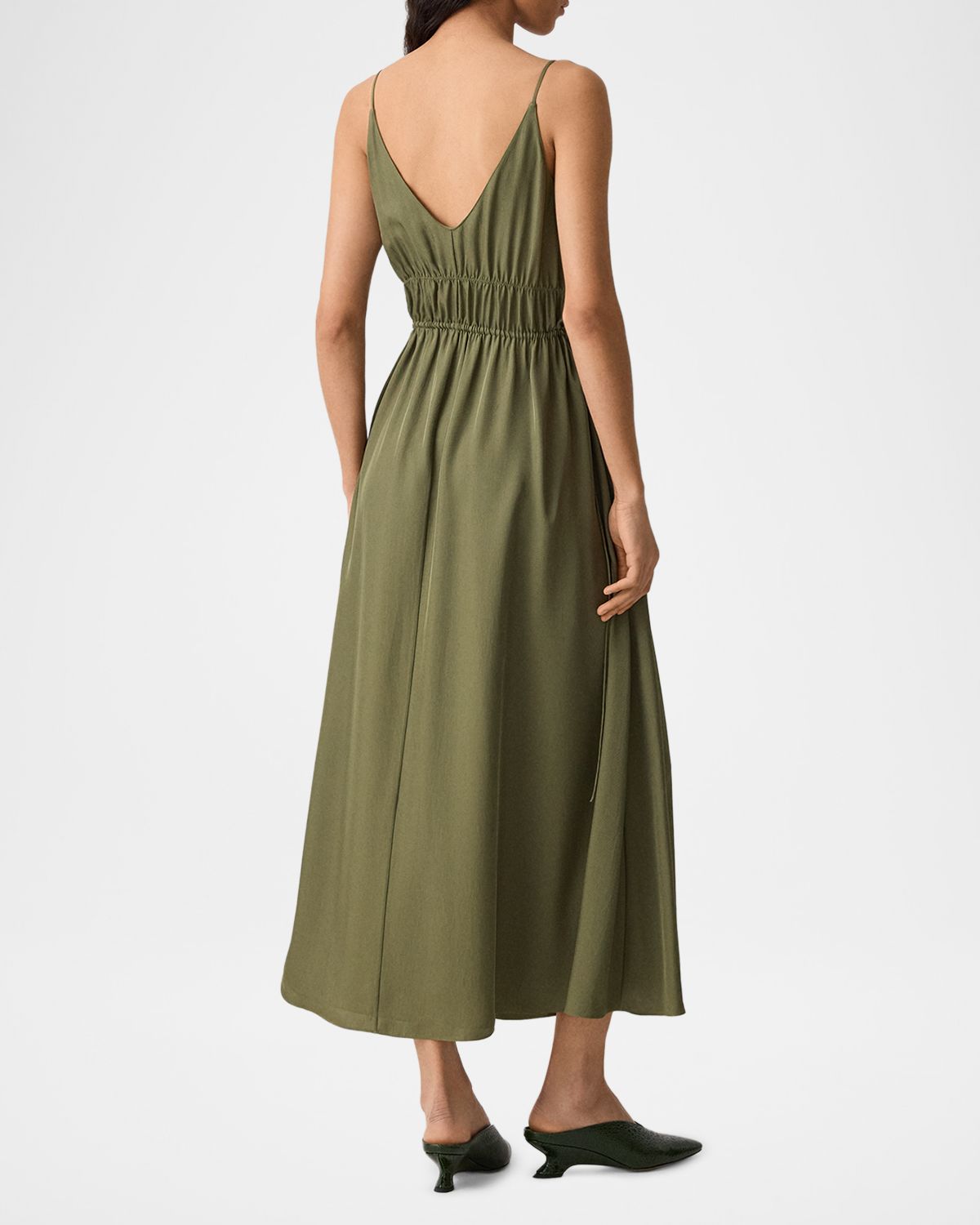 Theory Gathered Drawstring-Waist Midi Dress | Thumbnail 3 Theory Gathered Drawstring-Waist Midi Dress | Thumbnail 3