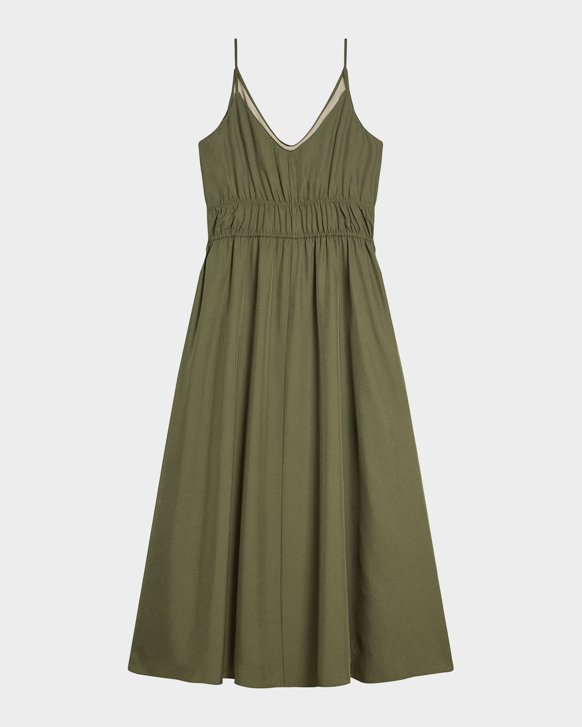 Theory Gathered Drawstring-Waist Midi Dress
