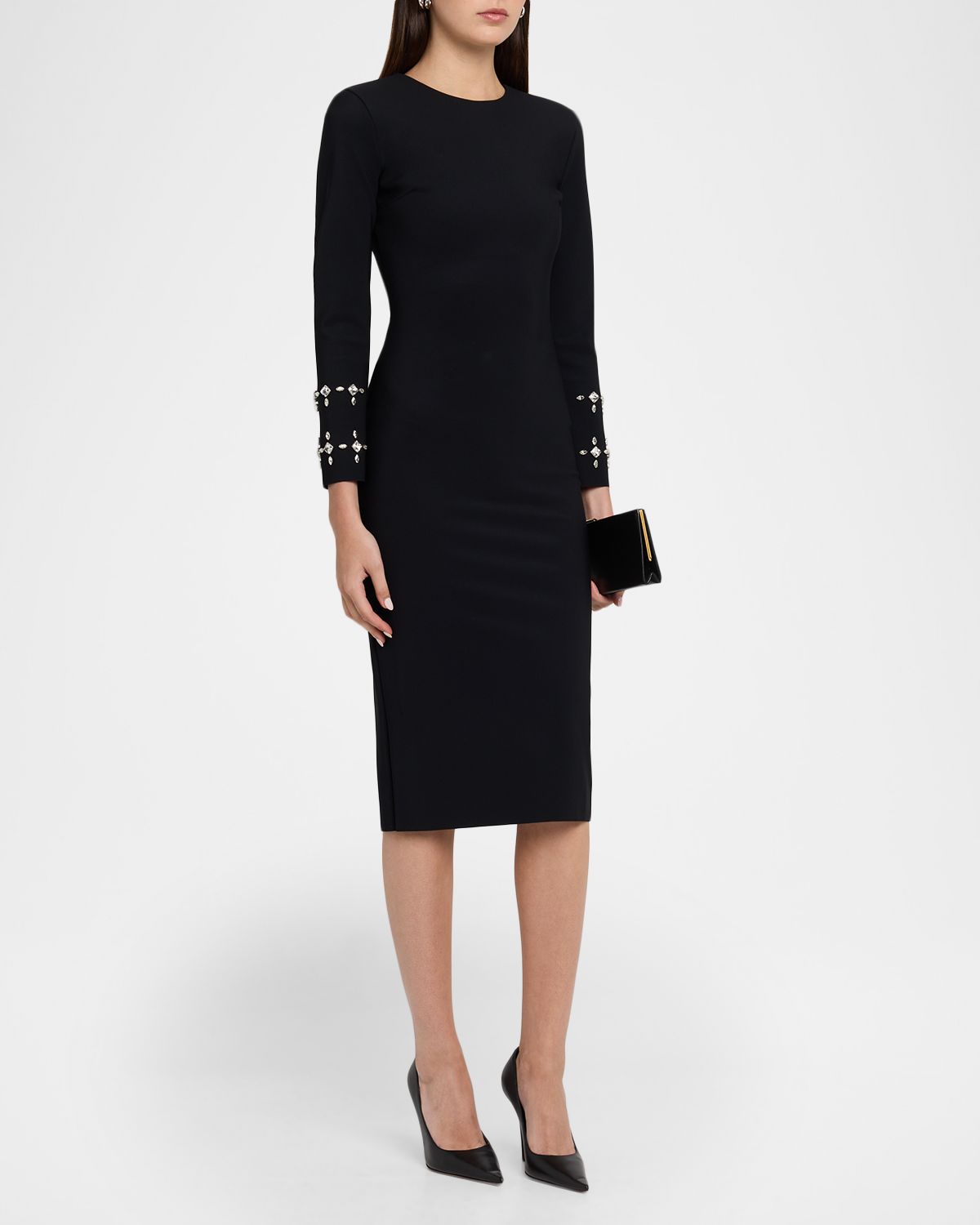 Chiara Boni La Petite Robe Klara Crystal-Embellished Bodycon Midi Dress | Thumbnail 4 Chiara Boni La Petite Robe Klara Crystal-Embellished Bodycon Midi Dress | Thumbnail 4