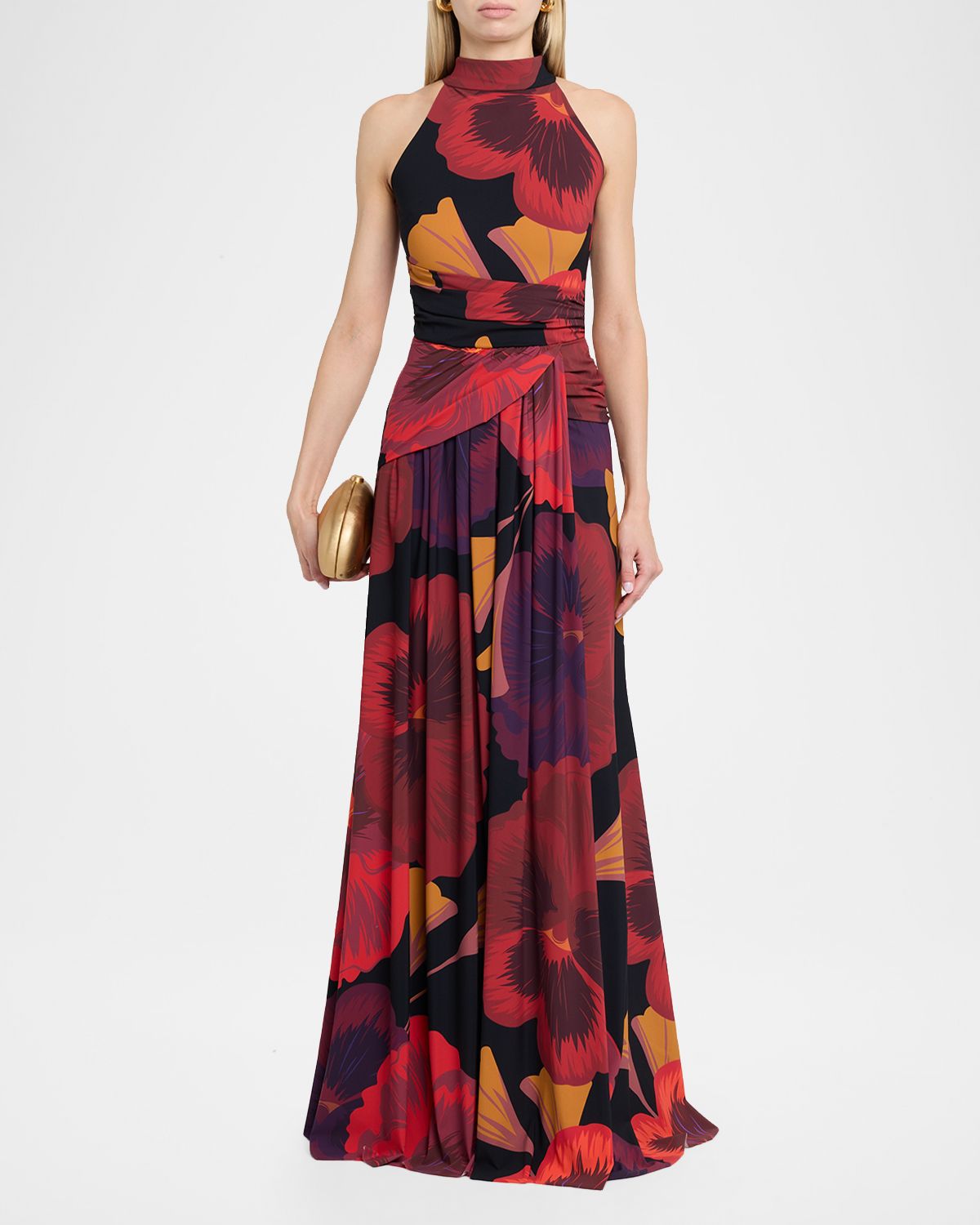 Chiara Boni La Petite Robe Ankita Draped Floral-Print Halter Gown | Thumbnail 2