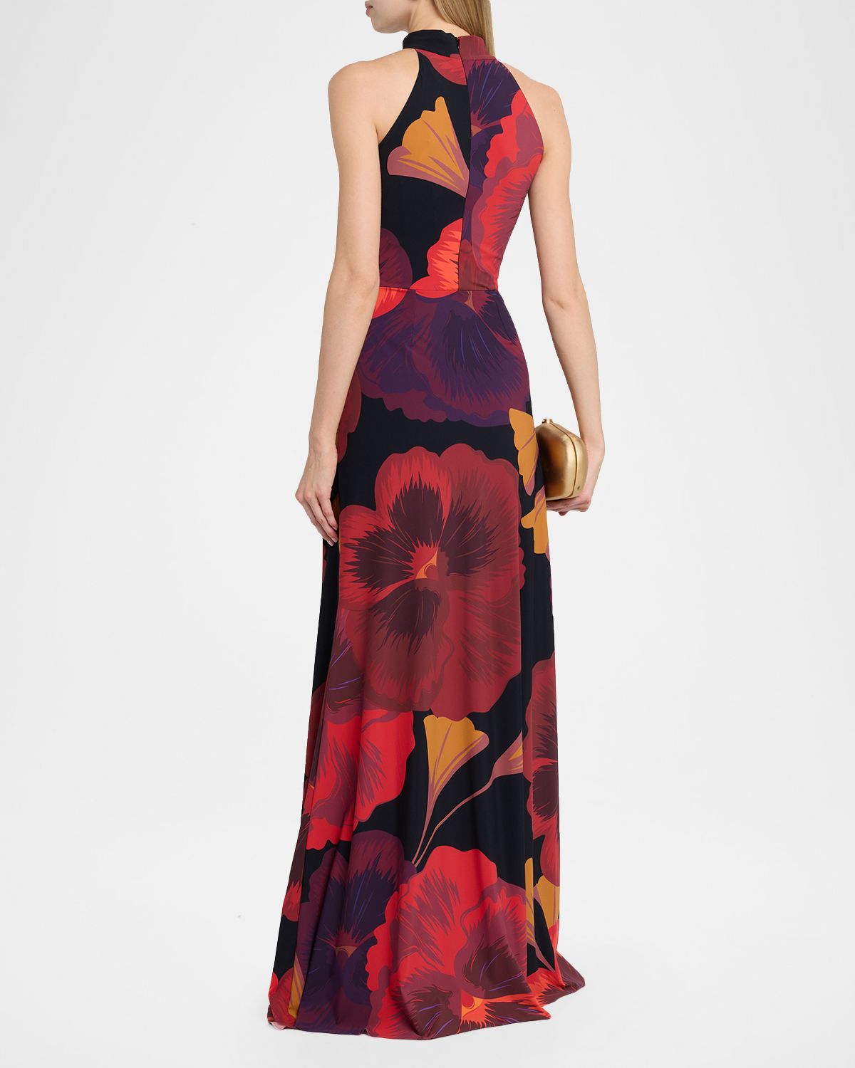 Chiara Boni La Petite Robe Ankita Draped Floral-Print Halter Gown | Thumbnail 3