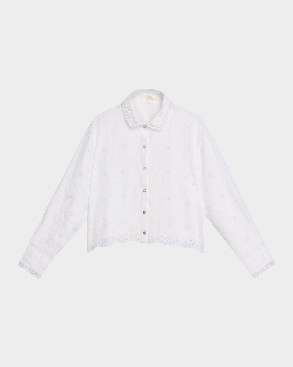 LoveShackFancy Delano Eyelet Linen Top