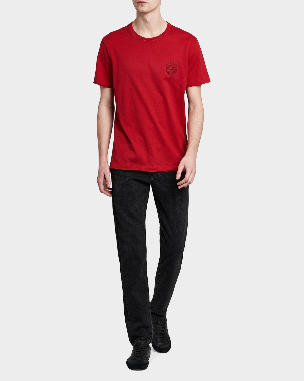 Dolce & Gabbana Men 's Cotton Embroidered-Crest Crewneck T-Shirt | Thumbnail 6 Dolce & Gabbana Men 's Cotton Embroidered-Crest Crewneck T-Shirt | Thumbnail 6