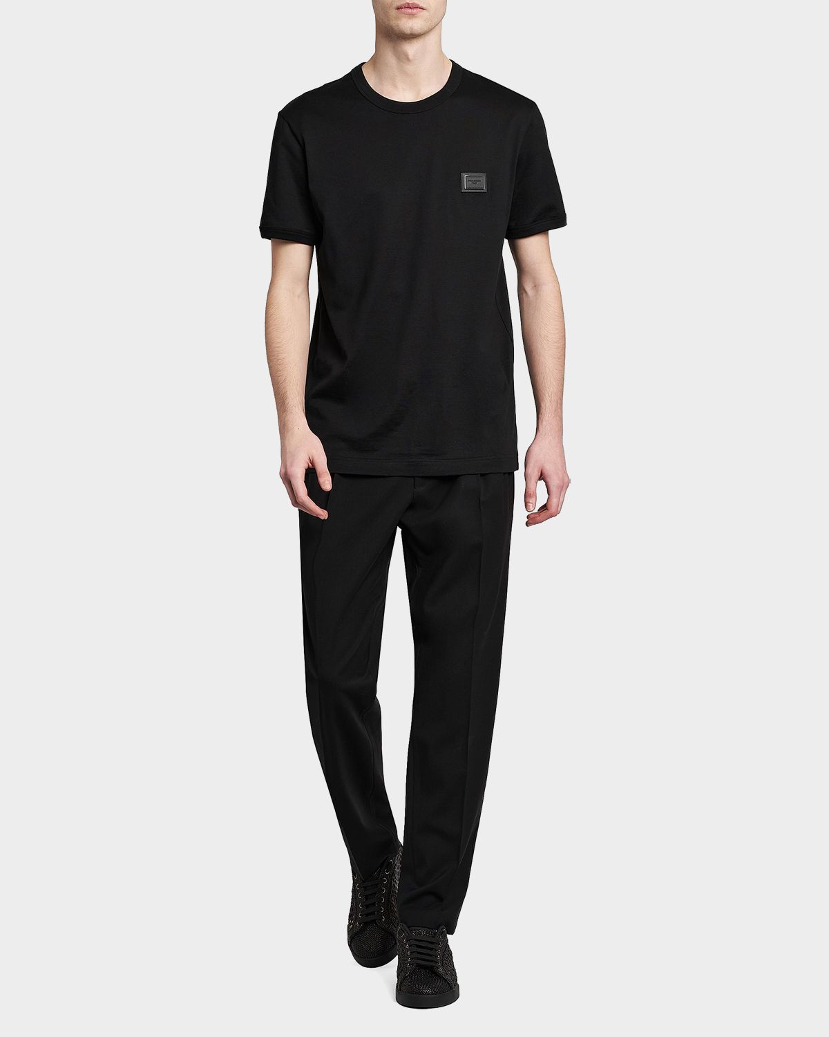 Dolce & Gabbana Men 's Logo Patch Cotton Crewneck T-Shirt | Thumbnail 6 Dolce & Gabbana Men 's Logo Patch Cotton Crewneck T-Shirt | Thumbnail 6