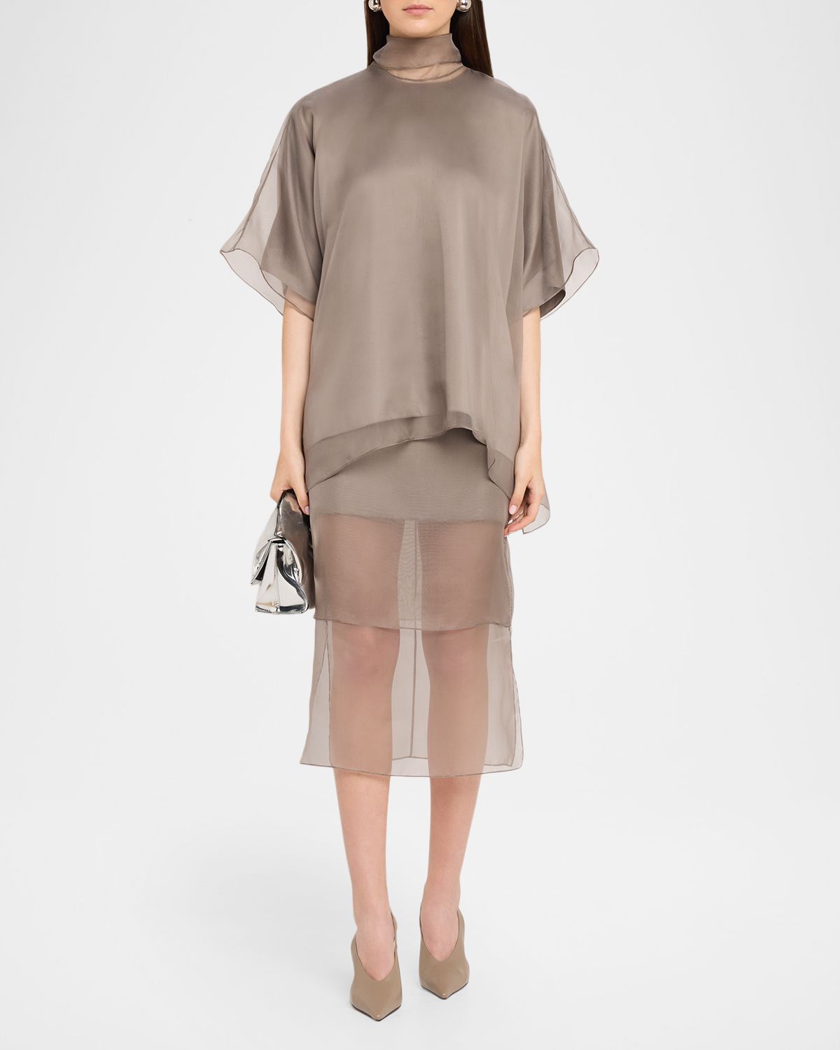 Brandon Maxwell Brett Layered Silk Organza Midi Pencil Skirt | Thumbnail 4 Brandon Maxwell Brett Layered Silk Organza Midi Pencil Skirt | Thumbnail 4
