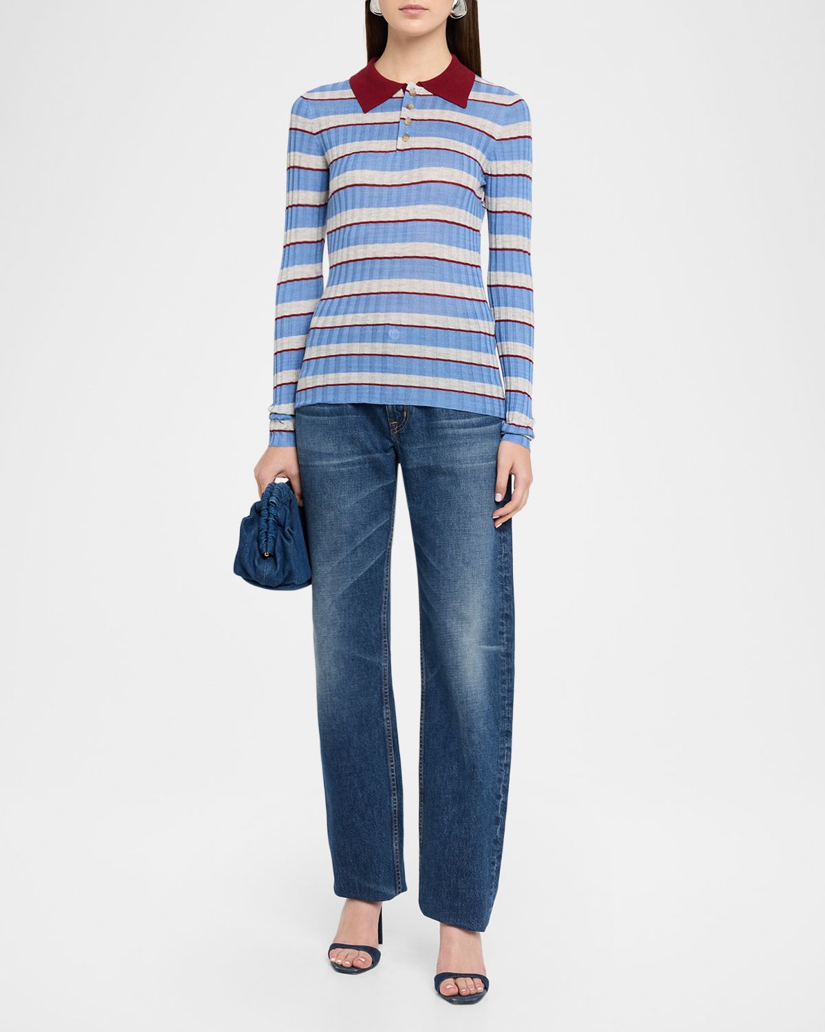 Brandon Maxwell Joni Knit Polo Long-Sleeve Shirt | Thumbnail 5 Brandon Maxwell Joni Knit Polo Long-Sleeve Shirt | Thumbnail 5