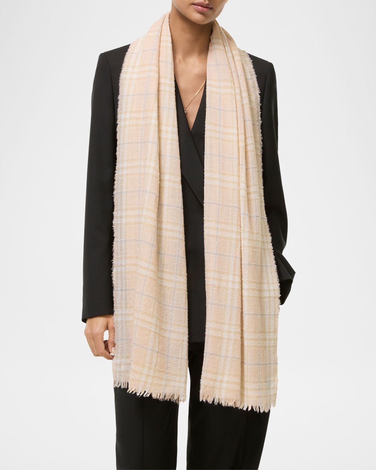 Burberry Sequined Check Wool Silk-Blend Scarf | Thumbnail 4 Burberry Sequined Check Wool Silk-Blend Scarf | Thumbnail 4