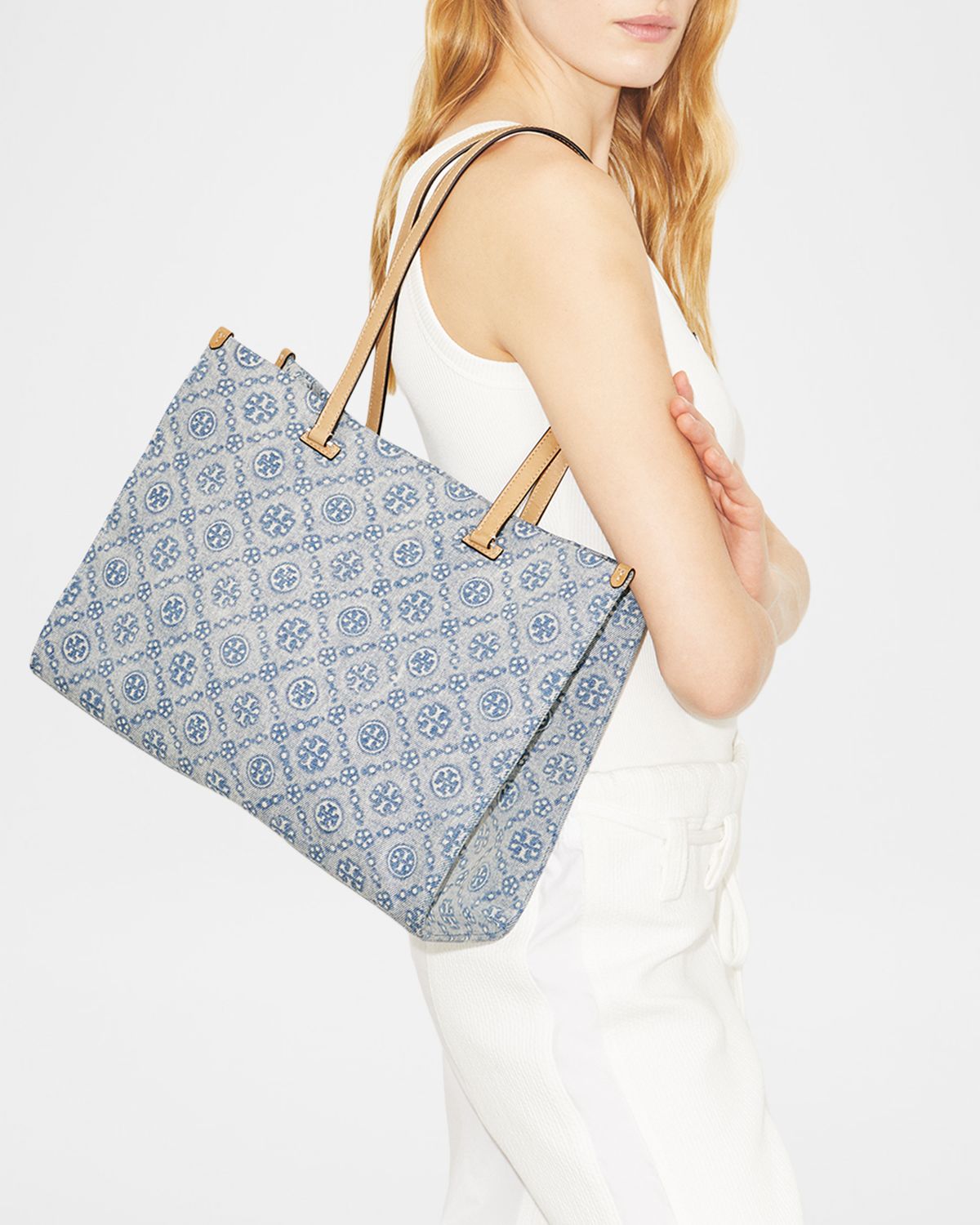 Tory Burch T Monogram Denim Tote Bag | Thumbnail 4 Tory Burch T Monogram Denim Tote Bag | Thumbnail 4
