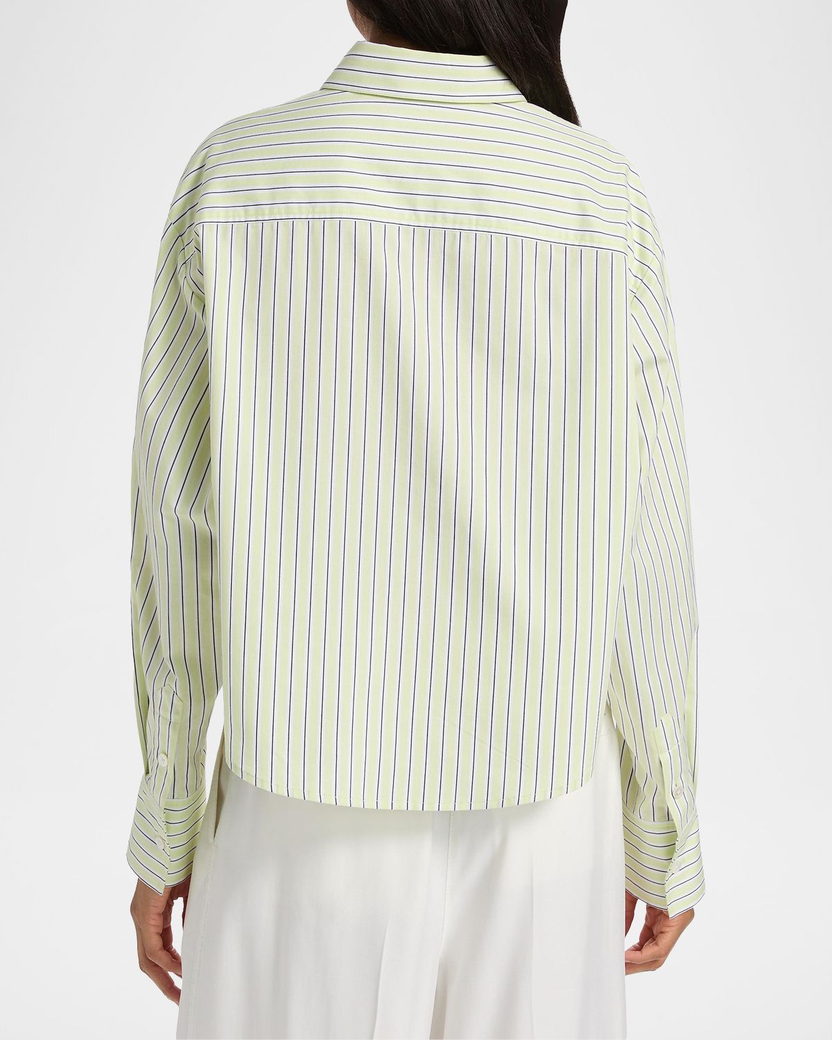 Derek Lam 10 Crosby Evelina Striped Boxy-Fit Crop Shirt | Thumbnail 3 Derek Lam 10 Crosby Evelina Striped Boxy-Fit Crop Shirt | Thumbnail 3