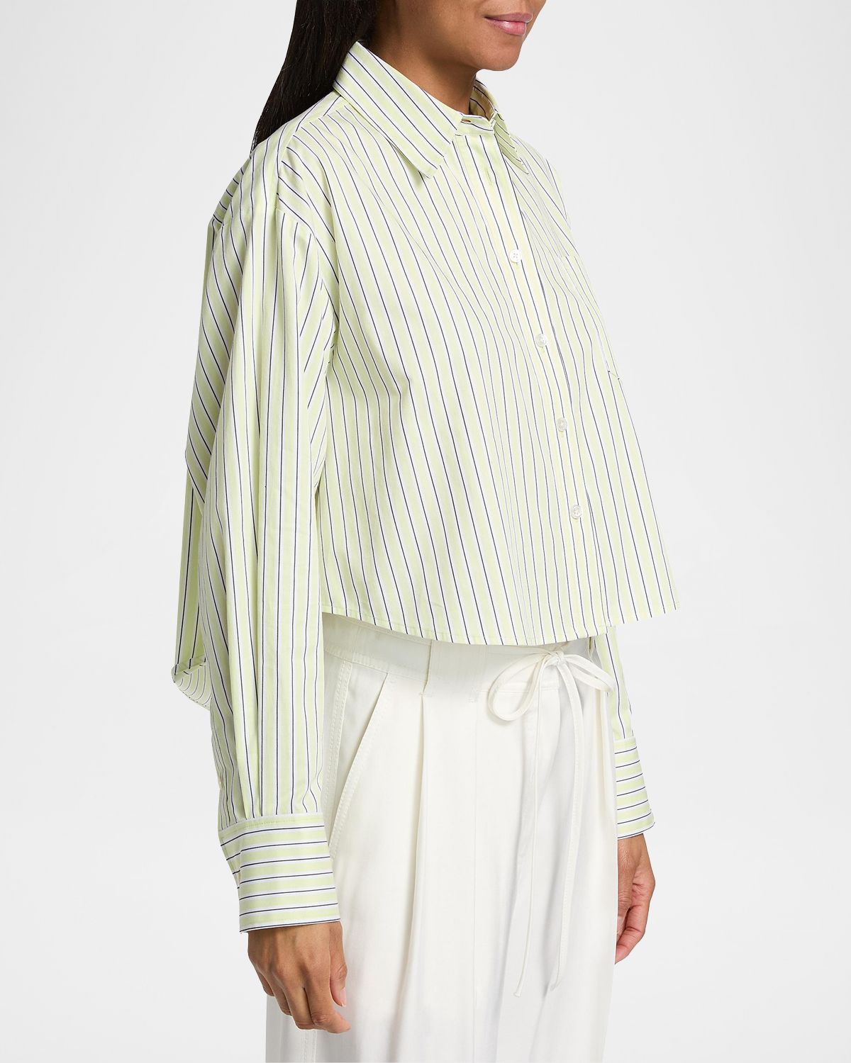 Derek Lam 10 Crosby Evelina Striped Boxy-Fit Crop Shirt | Thumbnail 7 Derek Lam 10 Crosby Evelina Striped Boxy-Fit Crop Shirt | Thumbnail 7