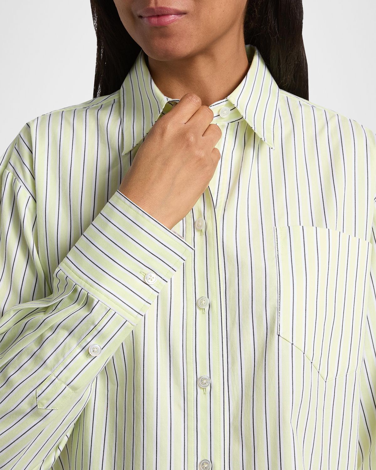 Derek Lam 10 Crosby Evelina Striped Boxy-Fit Crop Shirt | Thumbnail 5 Derek Lam 10 Crosby Evelina Striped Boxy-Fit Crop Shirt | Thumbnail 5