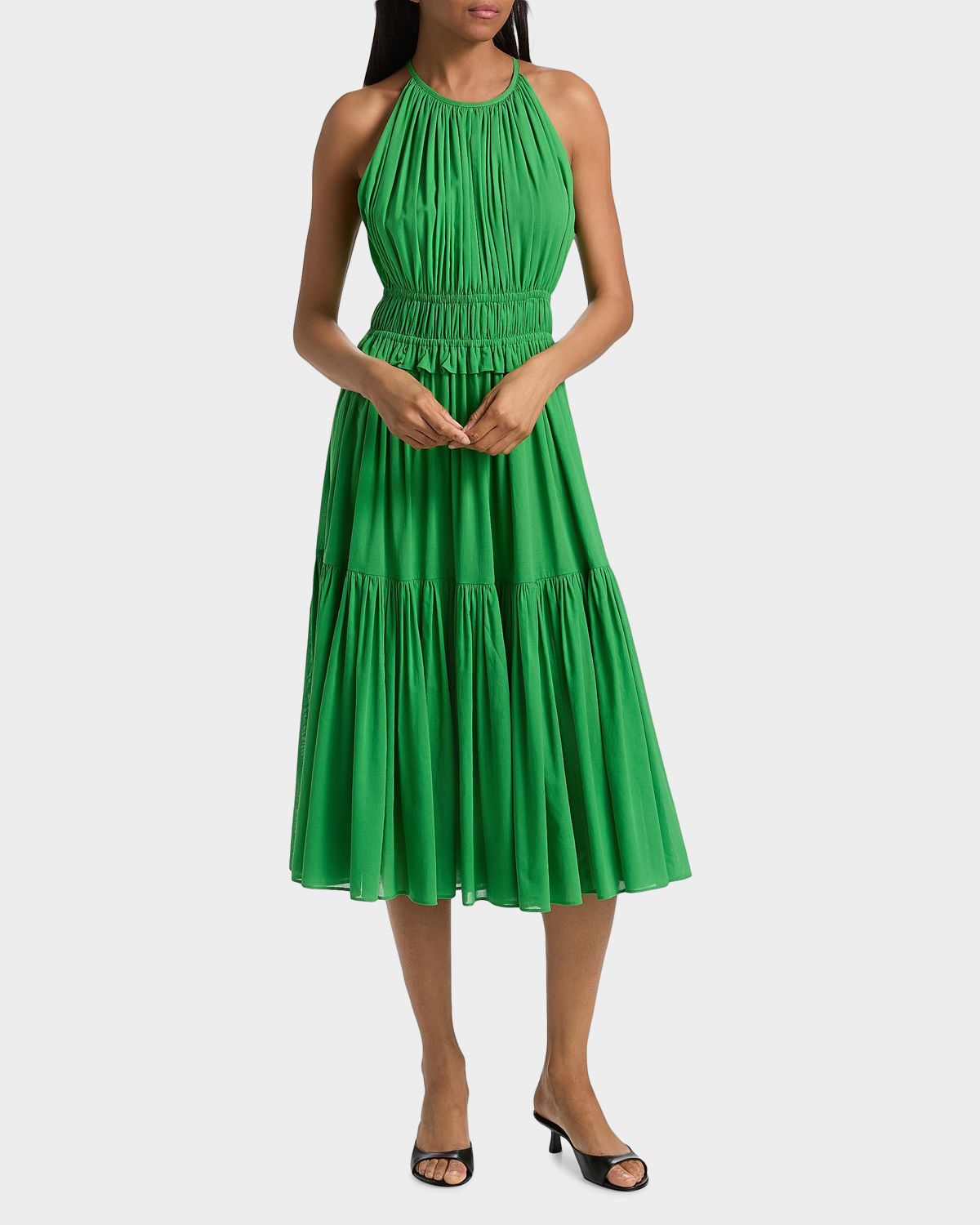 Derek Lam 10 Crosby Sloane Shirred Cotton Midi Dress | Thumbnail 4 Derek Lam 10 Crosby Sloane Shirred Cotton Midi Dress | Thumbnail 4