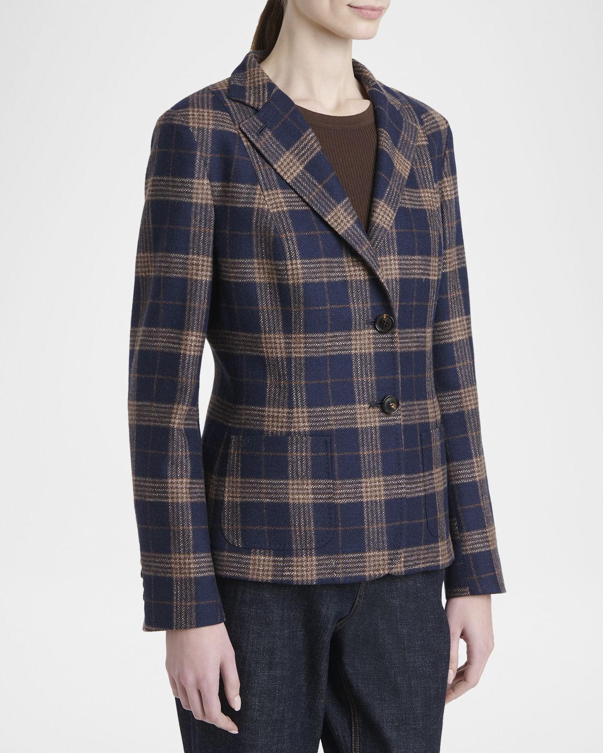 Kiton Plaid Single-Breasted Blazer | Thumbnail 4 Kiton Plaid Single-Breasted Blazer | Thumbnail 4