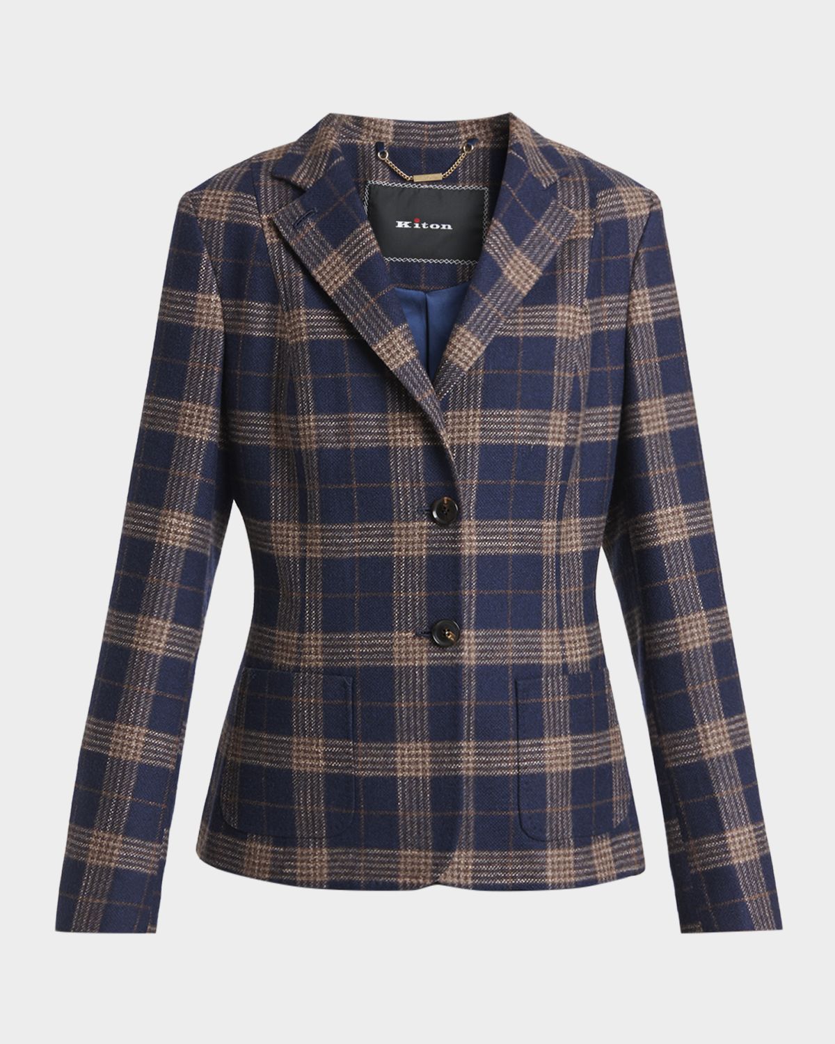 Kiton Plaid Single-Breasted Blazer - Women's Clothing