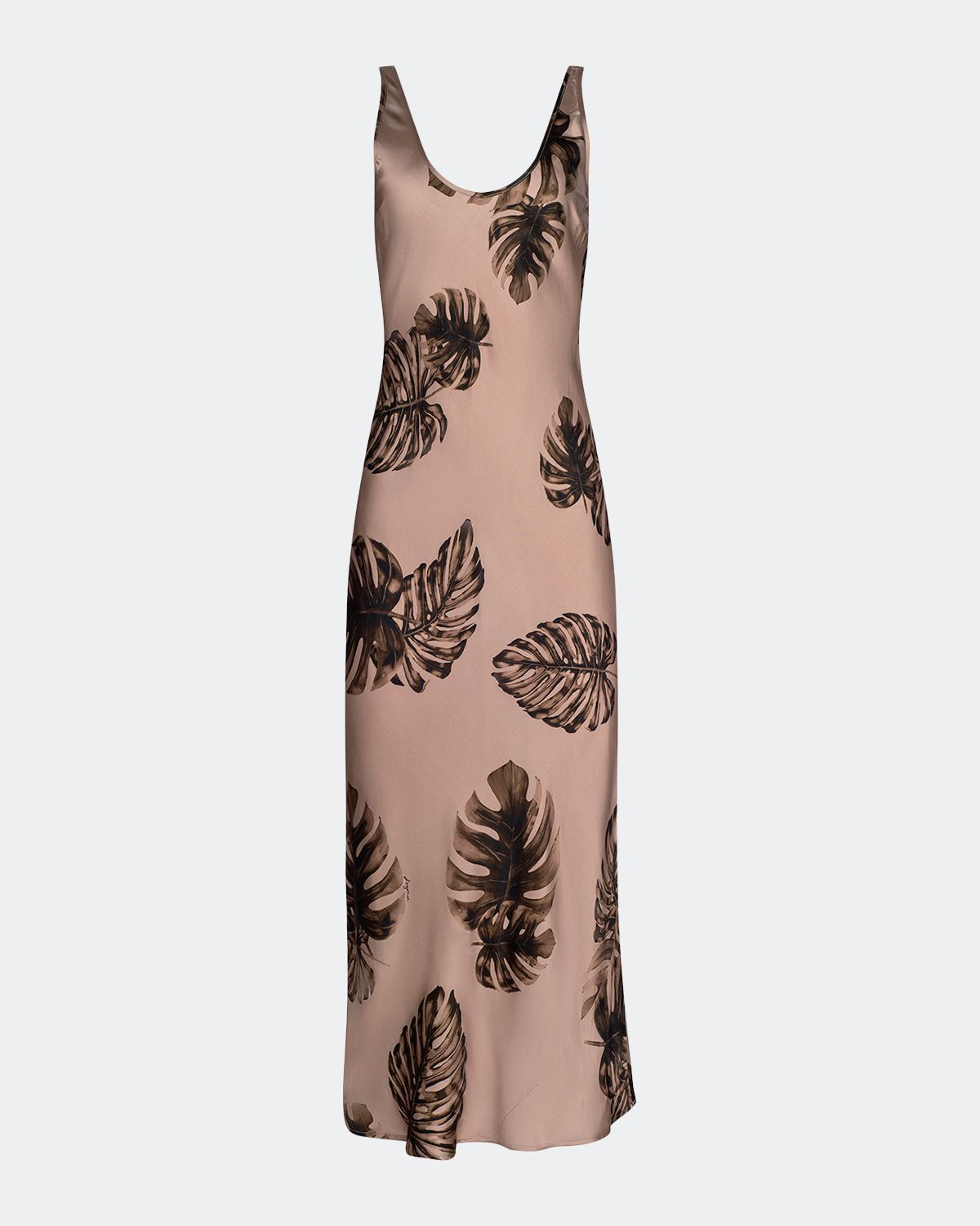 L 'Agence Akiya Leaf-Print Satin Tank Maxi Dress
