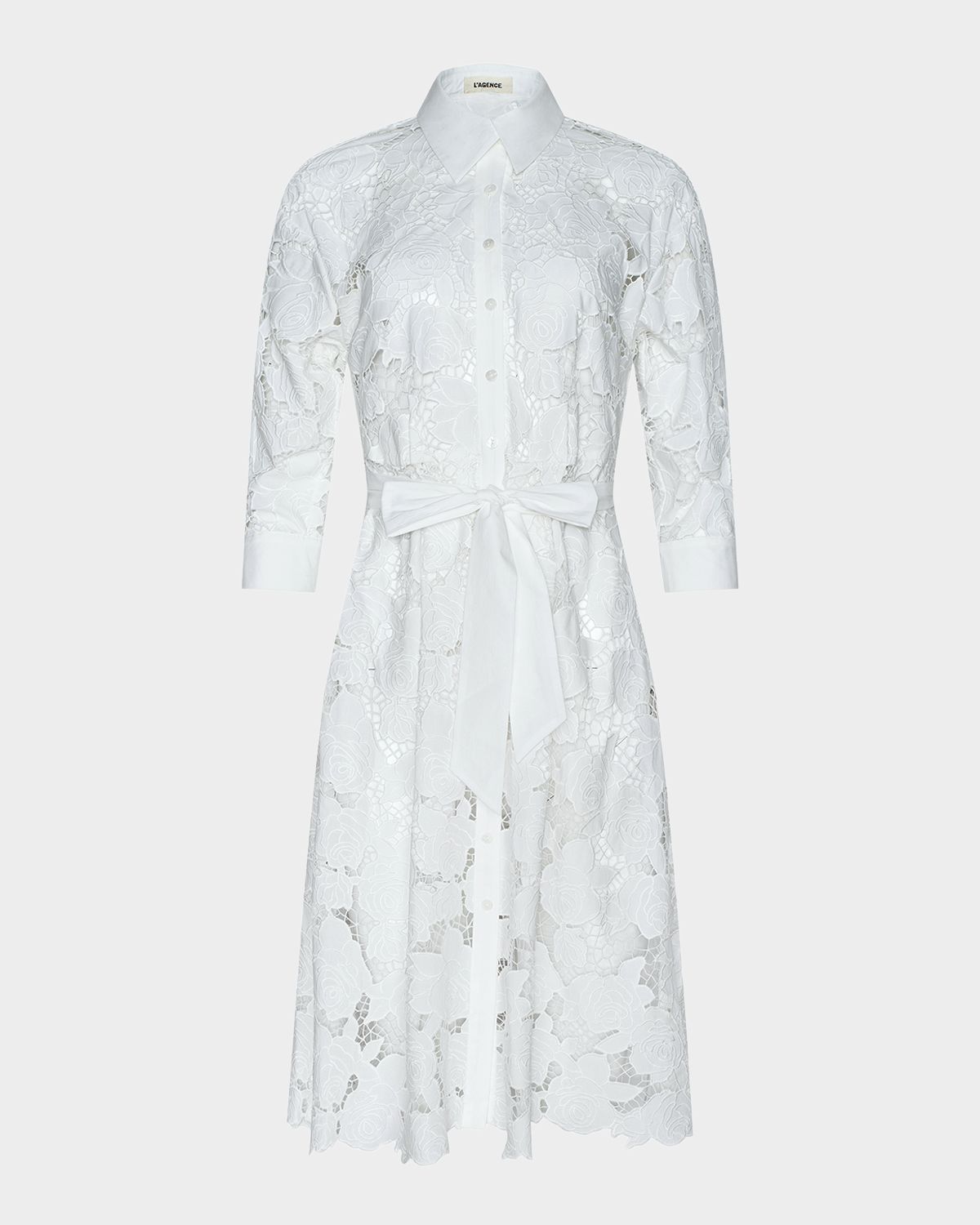 L 'Agence May Eyelet Lace Midi Shirtdress