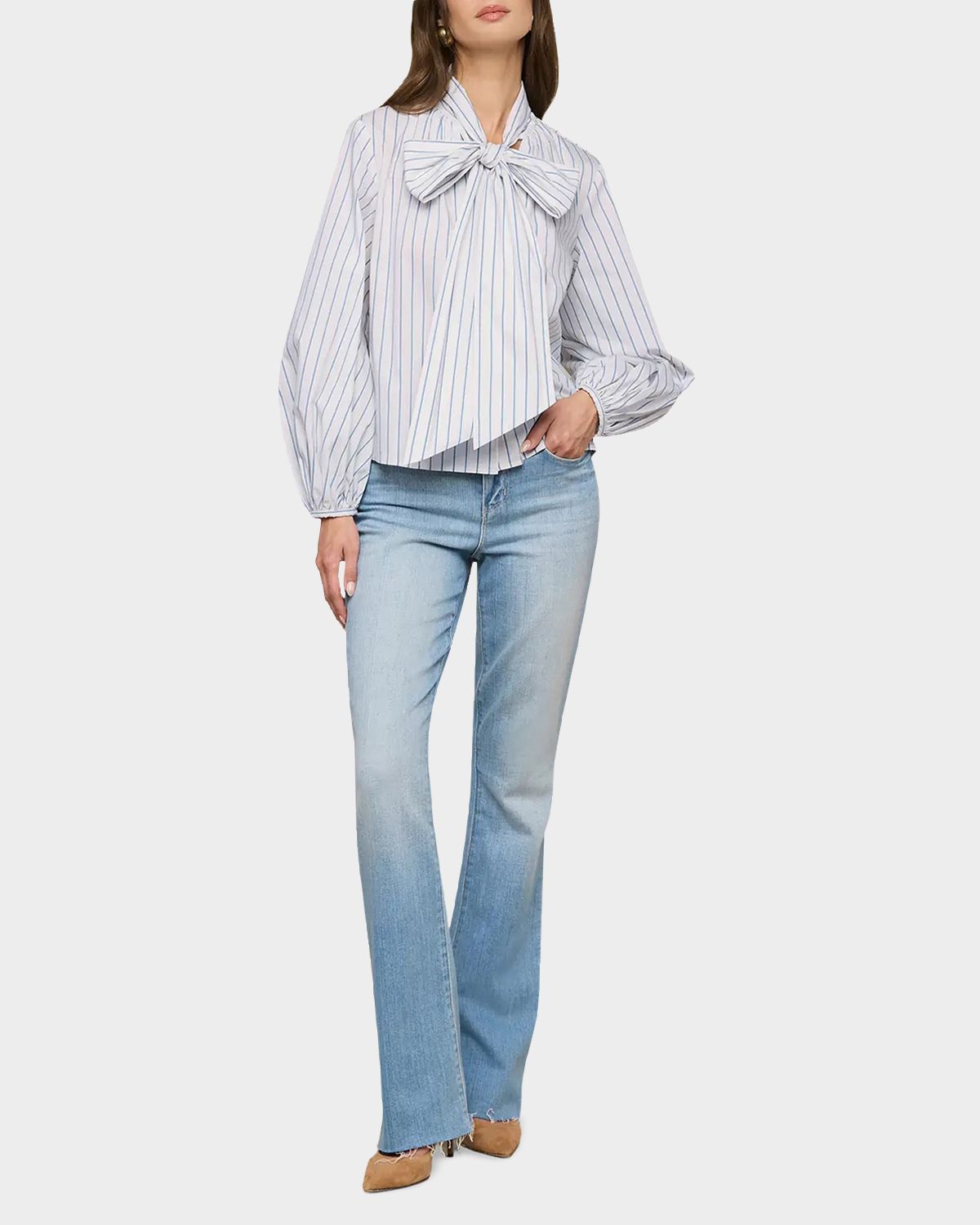 L 'Agence Deon Striped Tie-Neck Blouse | Thumbnail 2 L 'Agence Deon Striped Tie-Neck Blouse | Thumbnail 2