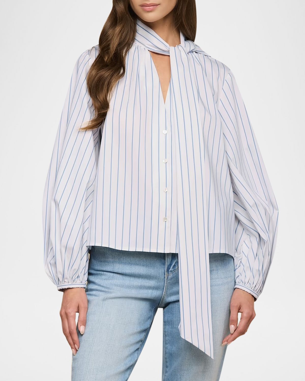 L 'Agence Deon Striped Tie-Neck Blouse | Thumbnail 6 L 'Agence Deon Striped Tie-Neck Blouse | Thumbnail 6