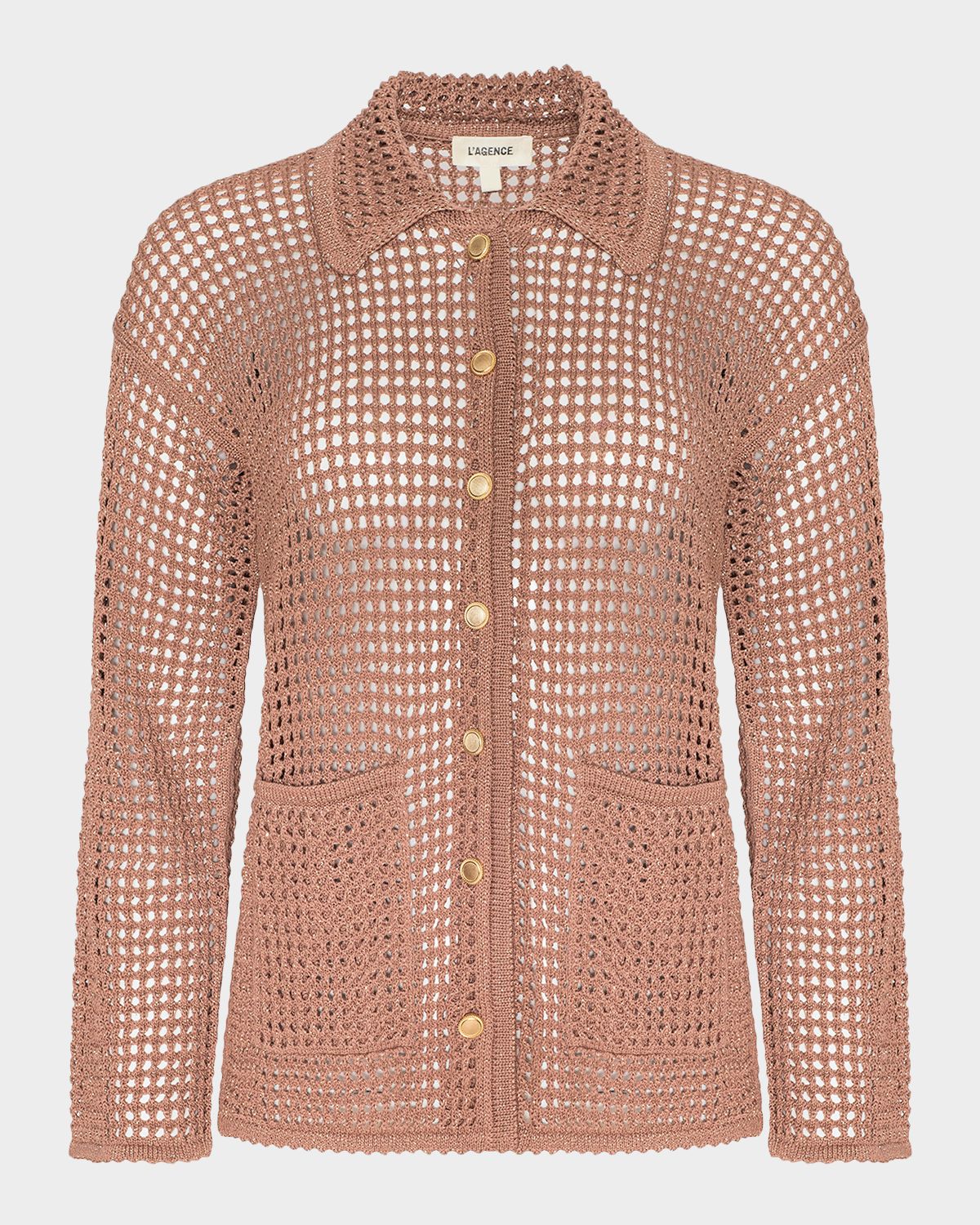L 'Agence Mariana Shimmer Pointelle-Knit Shirt