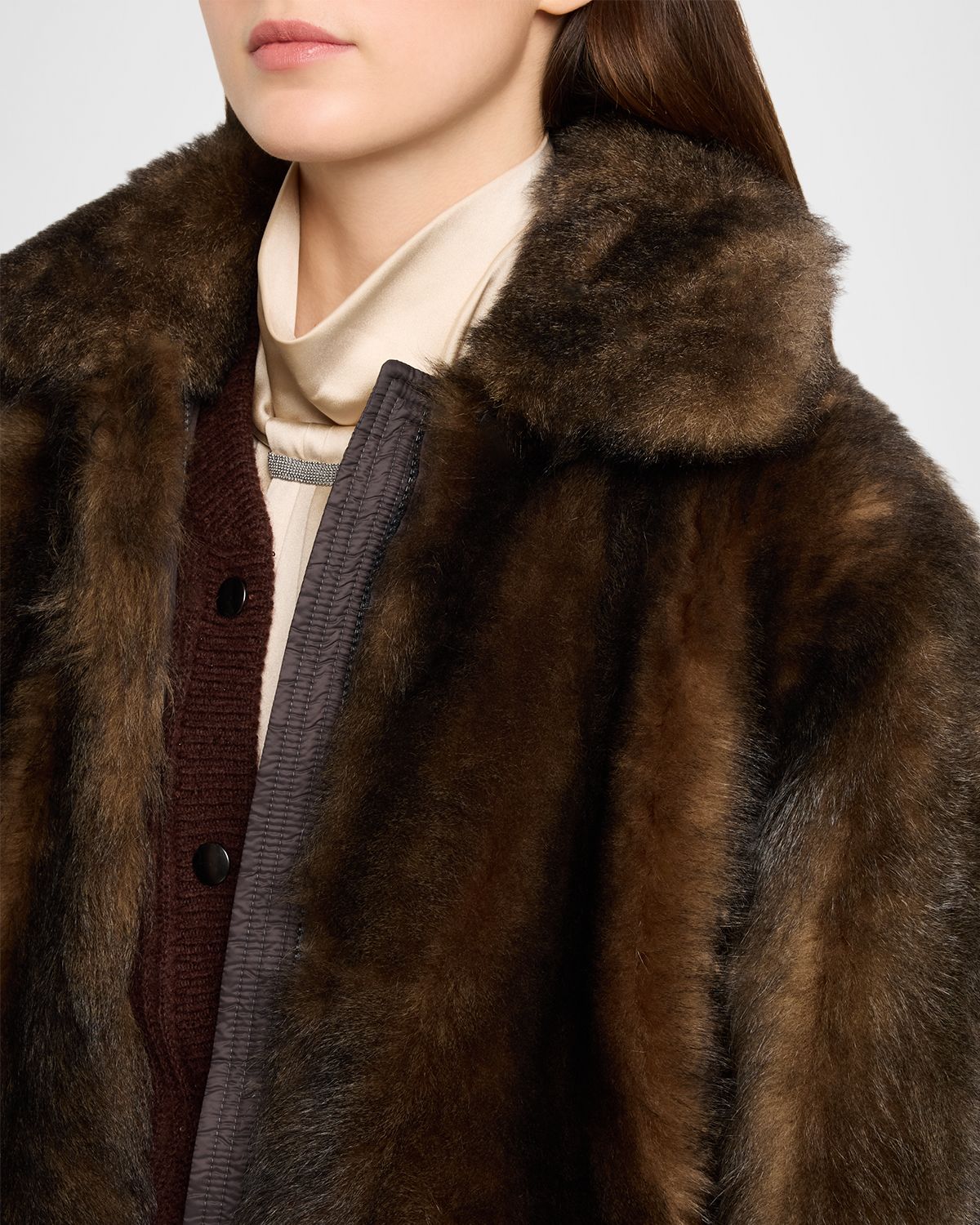 Brunello Cucinelli Lamb Shearling Zip Jacket With Monili Trim | Thumbnail 5 Brunello Cucinelli Lamb Shearling Zip Jacket With Monili Trim | Thumbnail 5