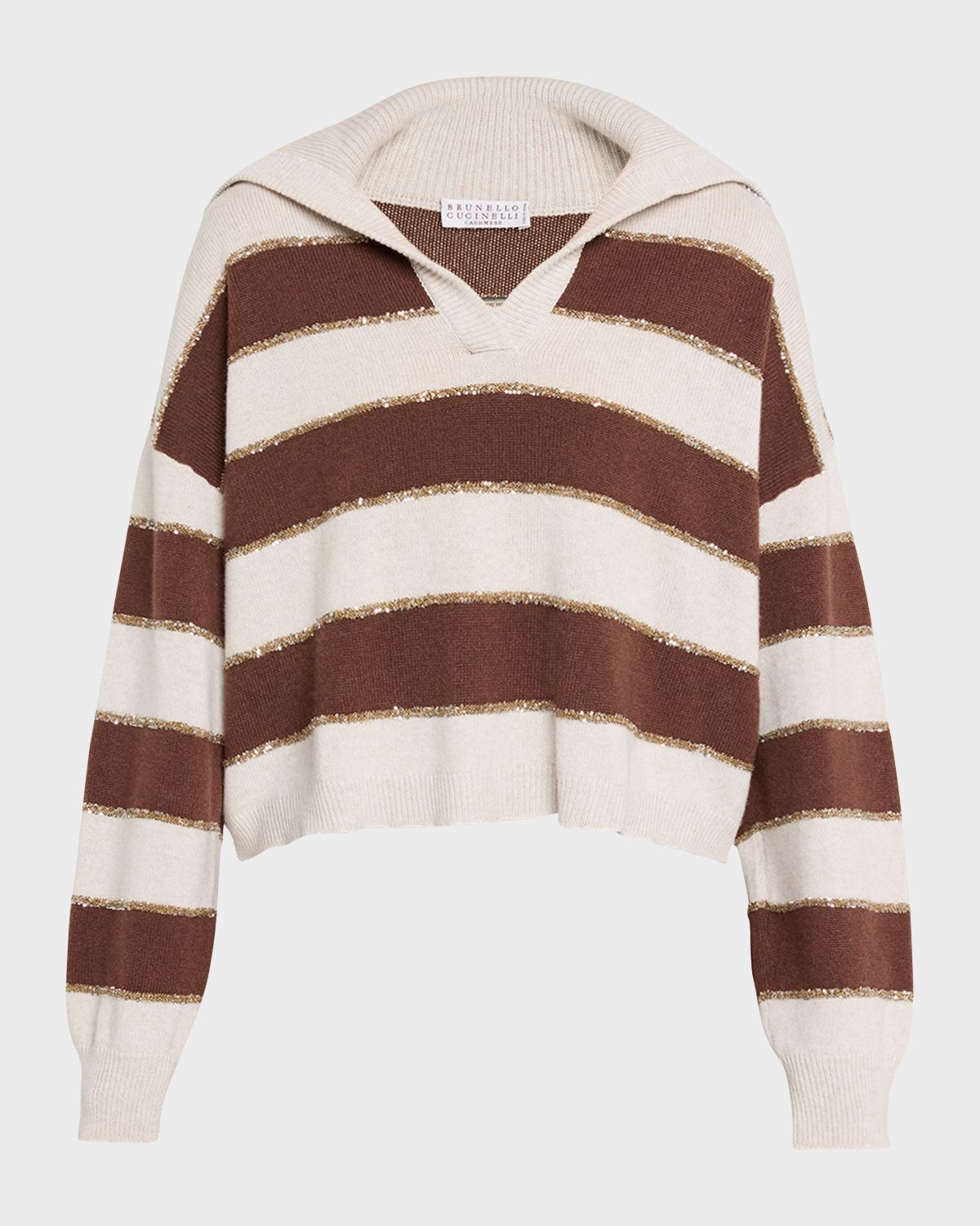 Brunello Cucinelli Paillette Striped Cashmere Sailor Sweater | Thumbnail 6 Brunello Cucinelli Paillette Striped Cashmere Sailor Sweater | Thumbnail 6