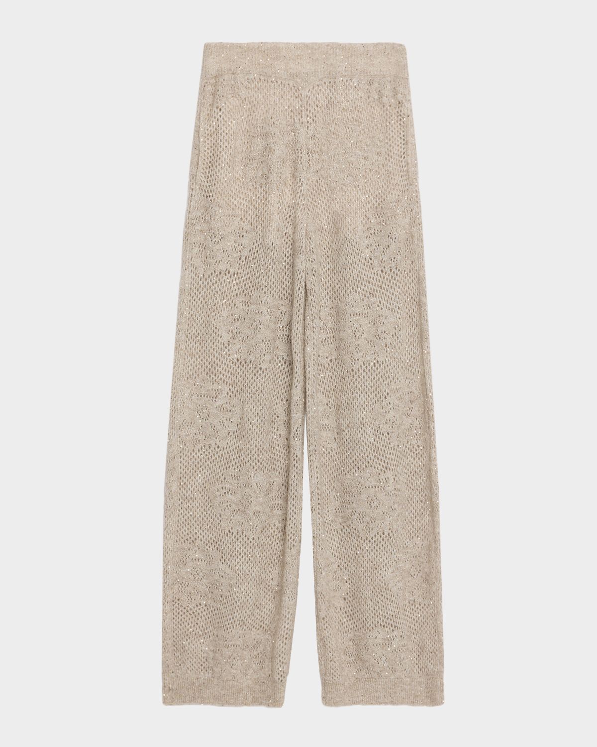 Brunello Cucinelli Floral Paillette Mohair Open-Knit Wide-Leg Pants | Thumbnail 1 Brunello Cucinelli Floral Paillette Mohair Open-Knit Wide-Leg Pants | Thumbnail 1