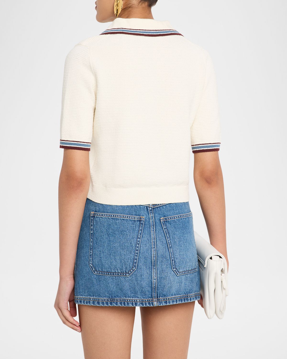 Veronica Beard Quinelle Cropped Knit Polo Top | Thumbnail 3 Veronica Beard Quinelle Cropped Knit Polo Top | Thumbnail 3