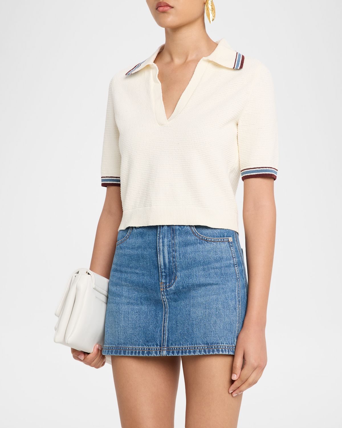 Veronica Beard Quinelle Cropped Knit Polo Top | Thumbnail 4 Veronica Beard Quinelle Cropped Knit Polo Top | Thumbnail 4