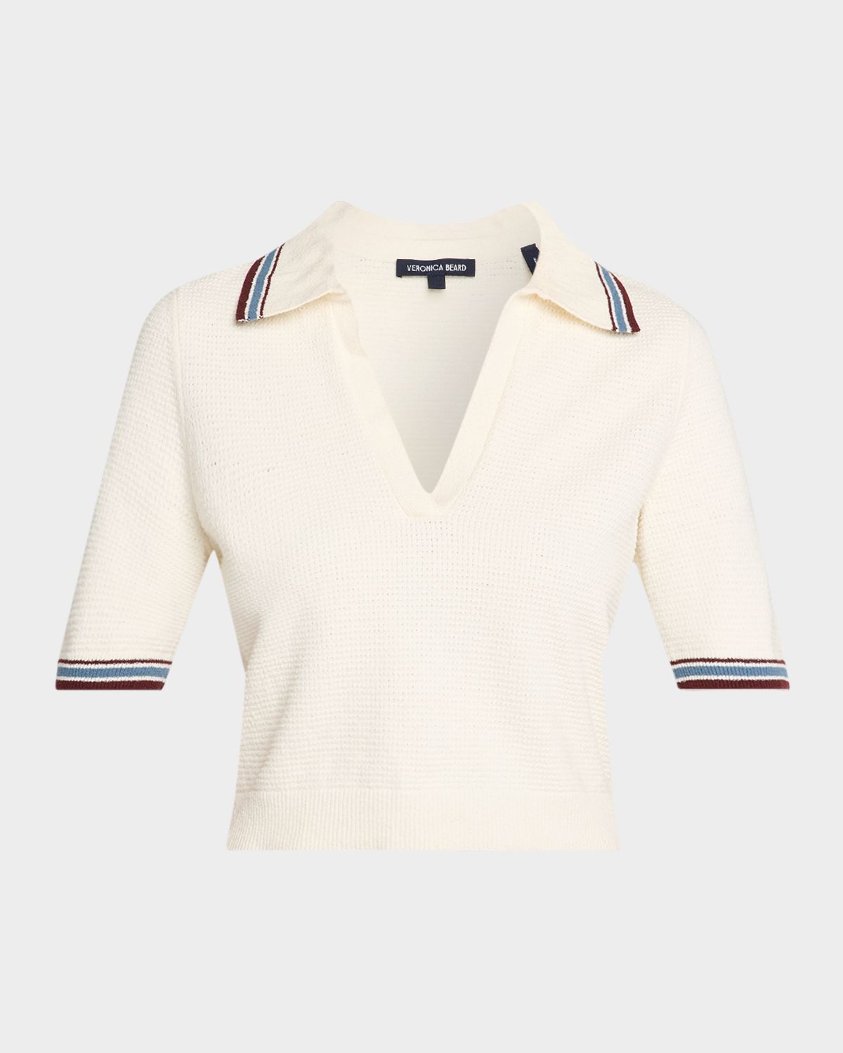 Veronica Beard Quinelle Cropped Knit Polo Top