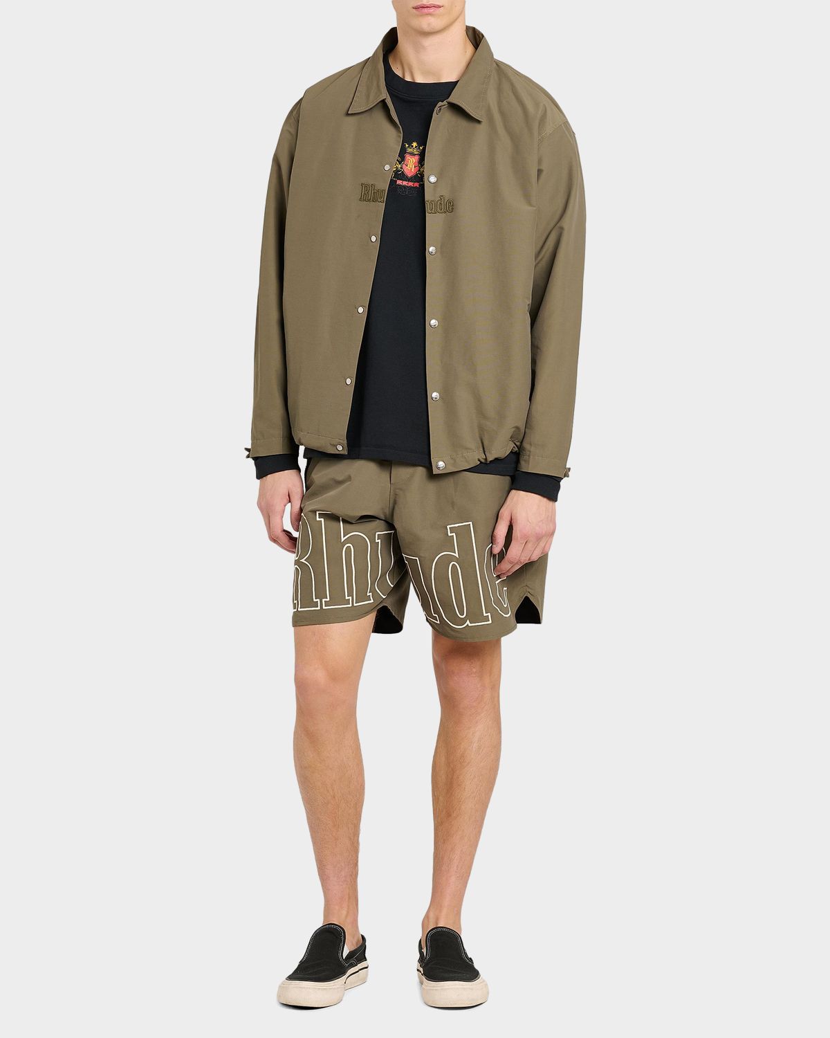Rhude Men 's Cotton and Nylon Logo Coaches Shirt Jacket | Thumbnail 6 Rhude Men 's Cotton and Nylon Logo Coaches Shirt Jacket | Thumbnail 6