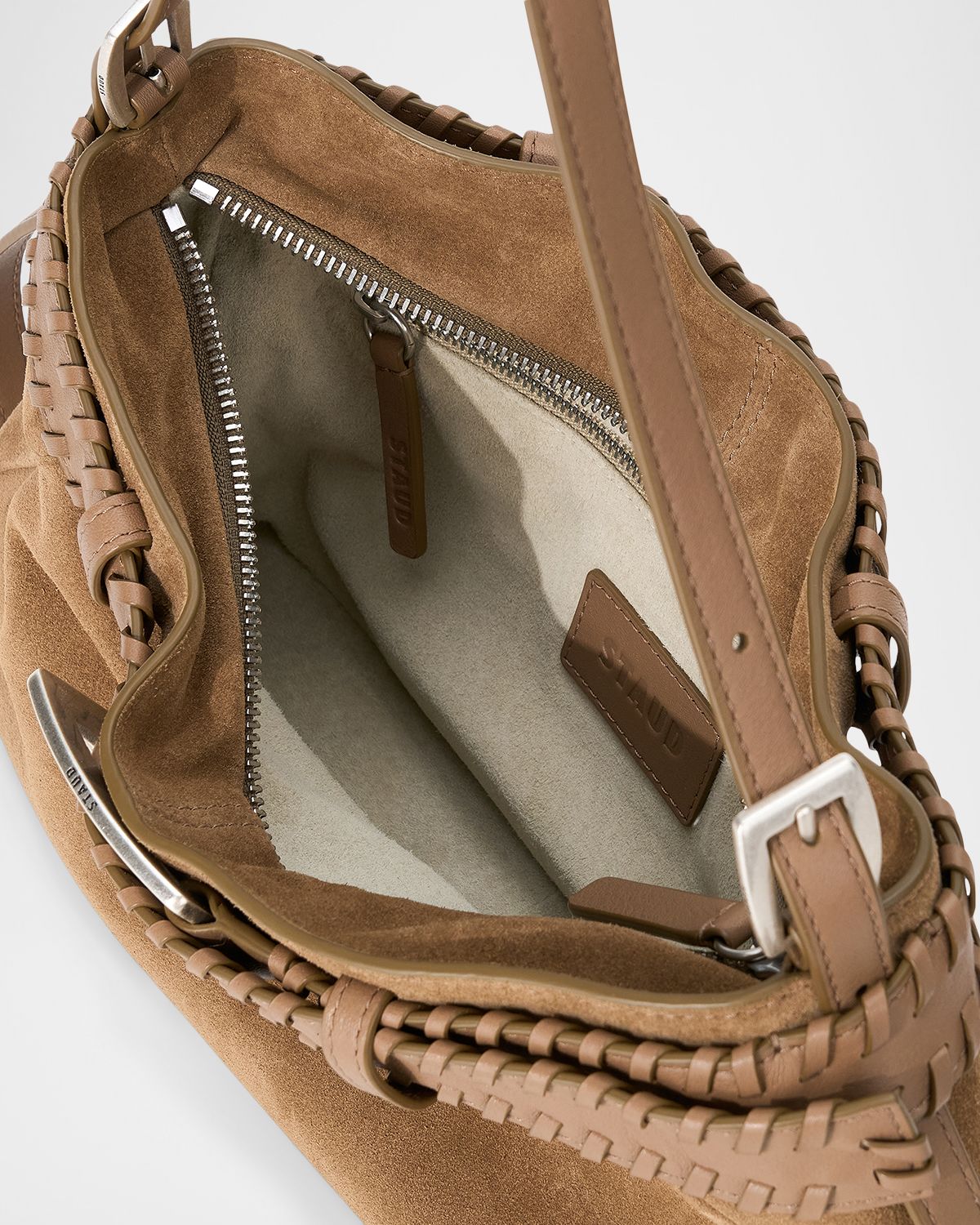 STAUD Brooklyn Buckled Suede Shoulder Bag | Thumbnail 3