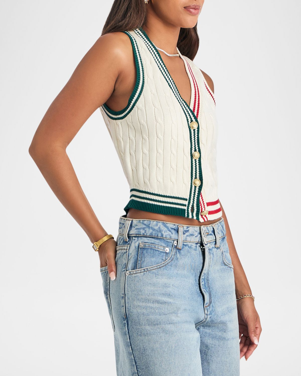 SEROYA Pearson Cable-Knit Vest | Thumbnail 6