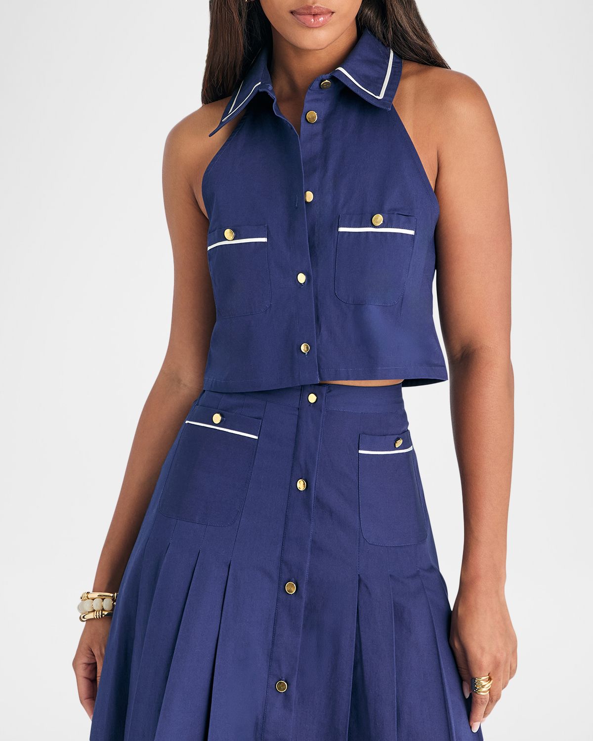 SEROYA Yumi Button-Front Crop Top | Thumbnail 4 SEROYA Yumi Button-Front Crop Top | Thumbnail 4