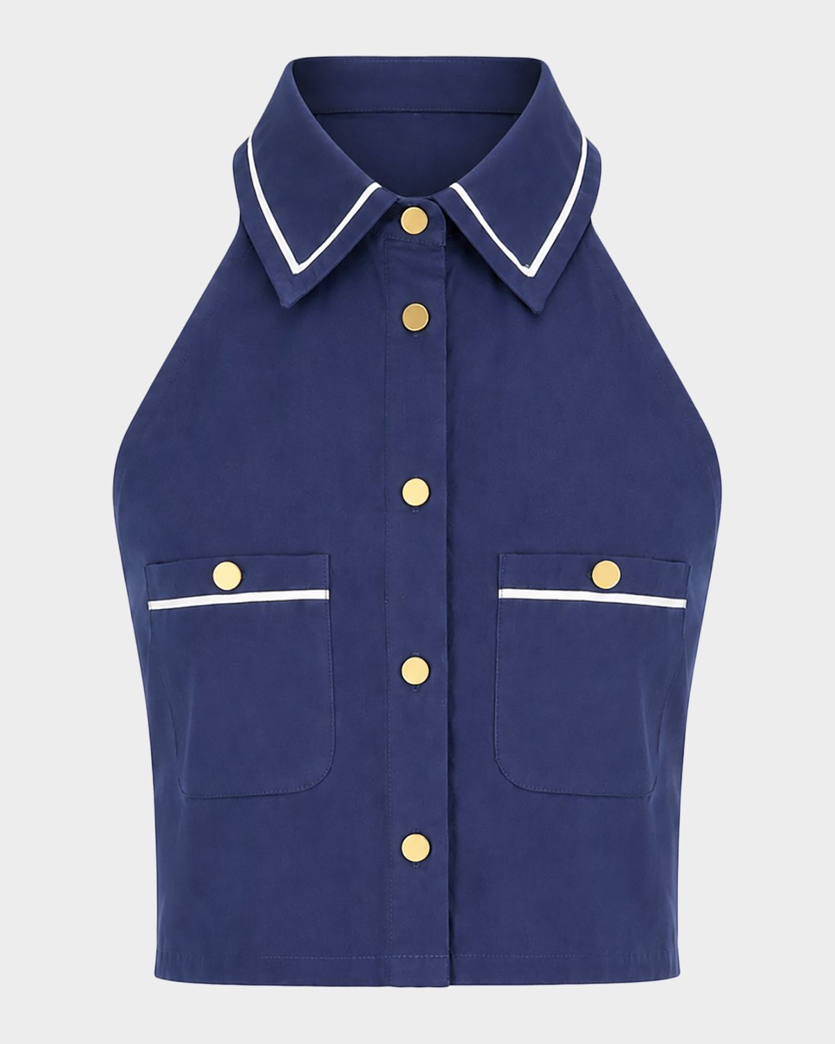 SEROYA Yumi Button-Front Crop Top