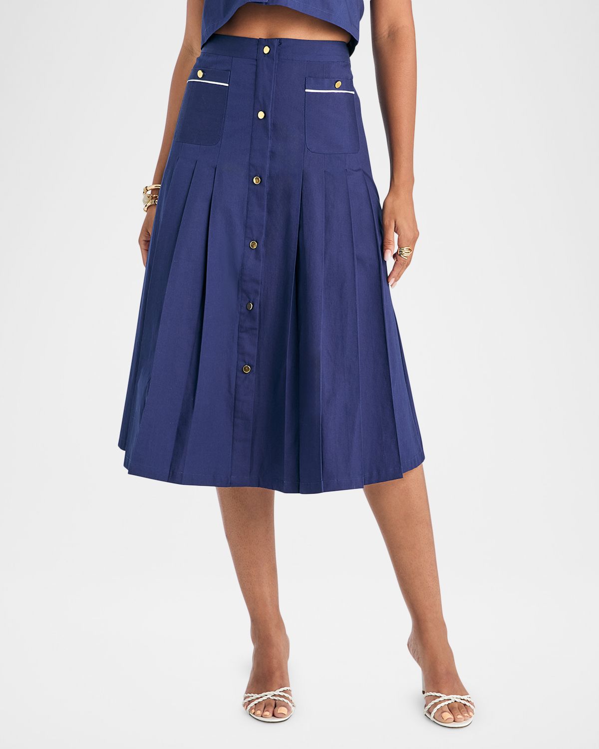 SEROYA Yumi Pleated Midi Skirt | Thumbnail 4