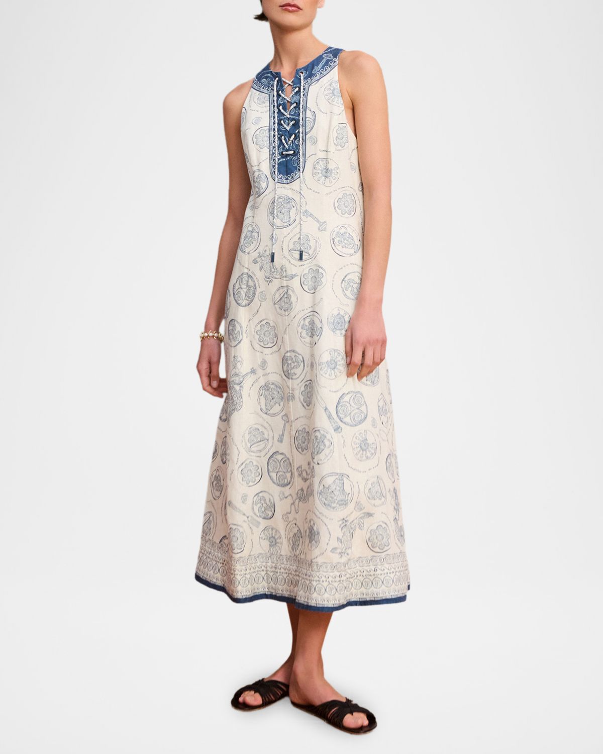 ALÉMAIS Lucky Lace-Up Linen Midi Dress | Thumbnail 5 ALÉMAIS Lucky Lace-Up Linen Midi Dress | Thumbnail 5