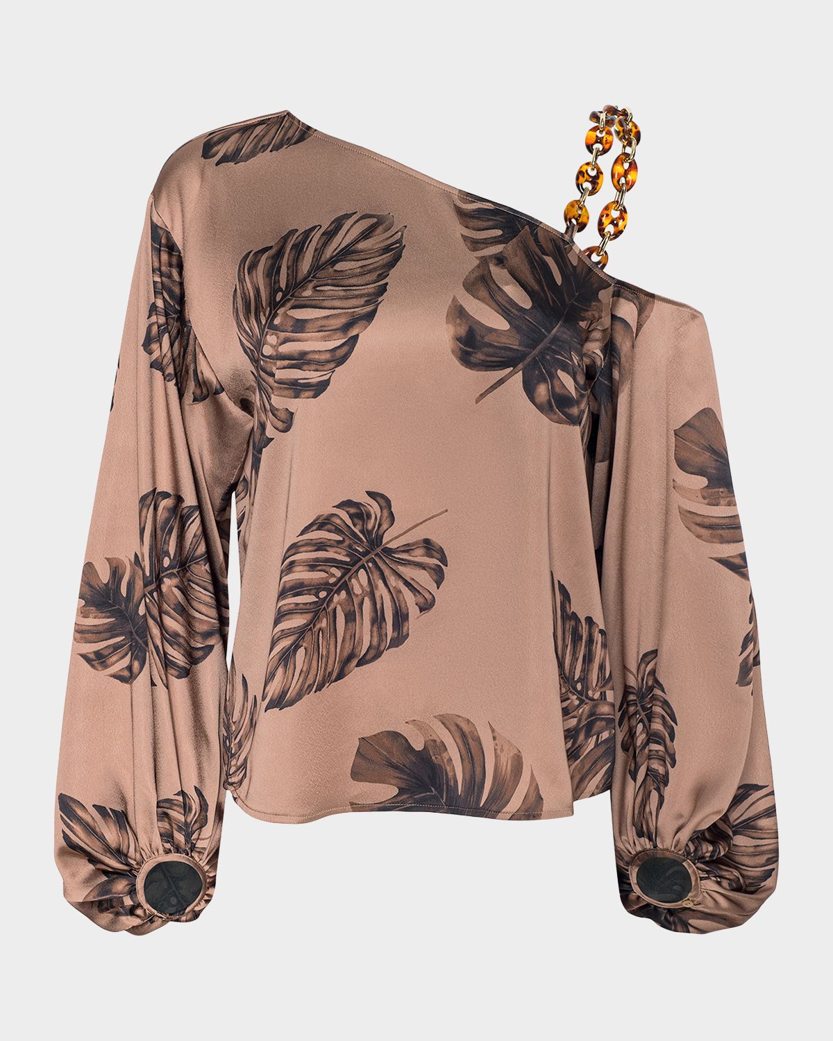 L 'Agence Asami Botanical-Print Satin Blouse