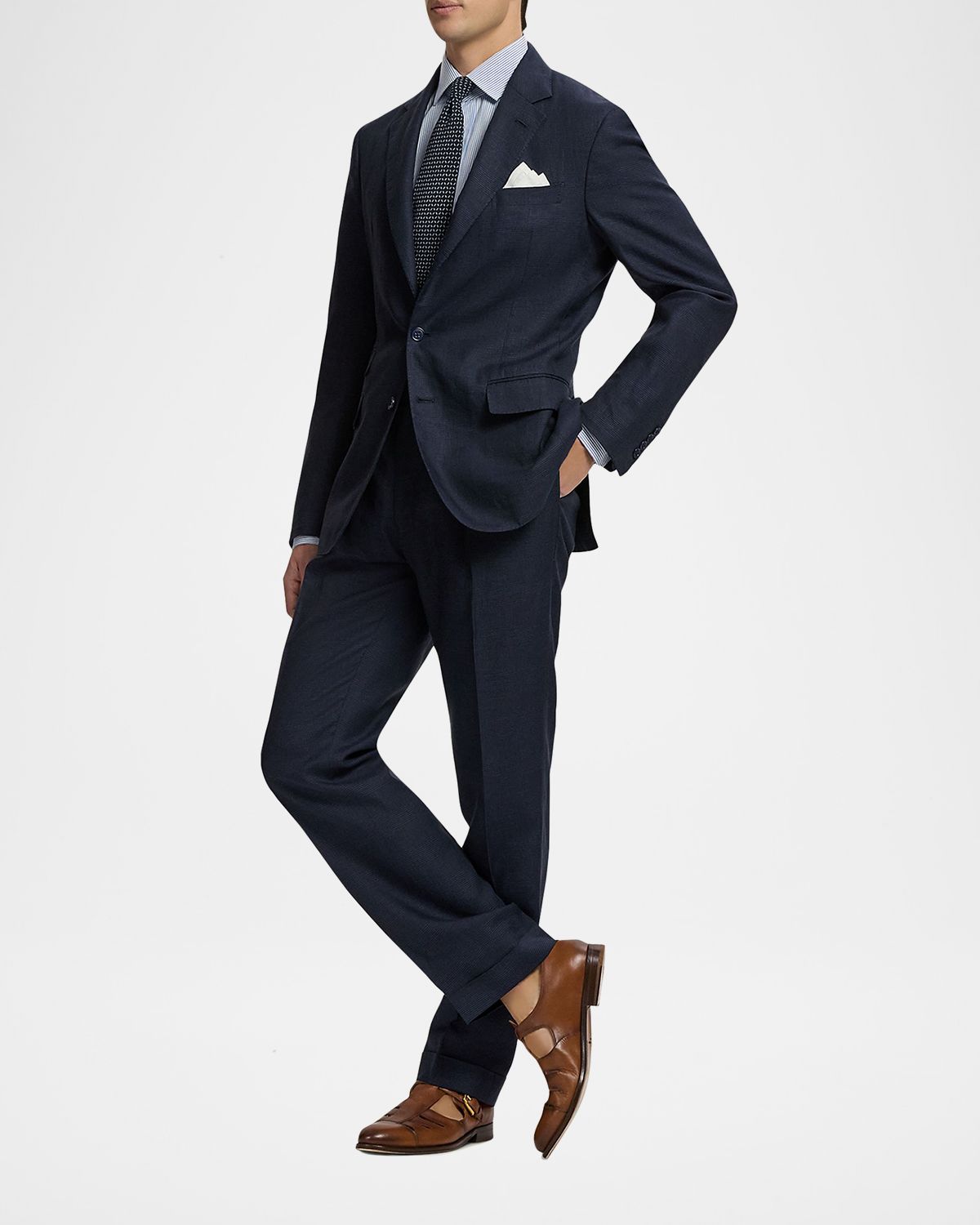 Ralph Lauren Purple Label Men 's Cashmere and Silk Glen Plaid Pleated Trousers | Thumbnail 2 Ralph Lauren Purple Label Men 's Cashmere and Silk Glen Plaid Pleated Trousers | Thumbnail 2
