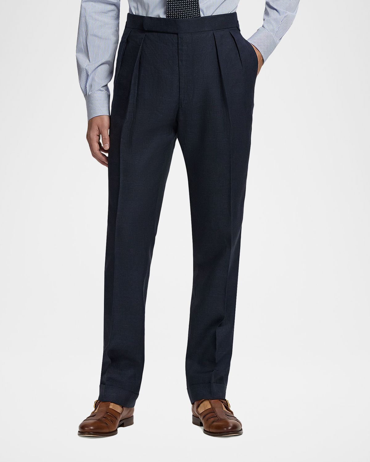 Ralph Lauren Purple Label Men 's Cashmere and Silk Glen Plaid Pleated Trousers | Thumbnail 4 Ralph Lauren Purple Label Men 's Cashmere and Silk Glen Plaid Pleated Trousers | Thumbnail 4
