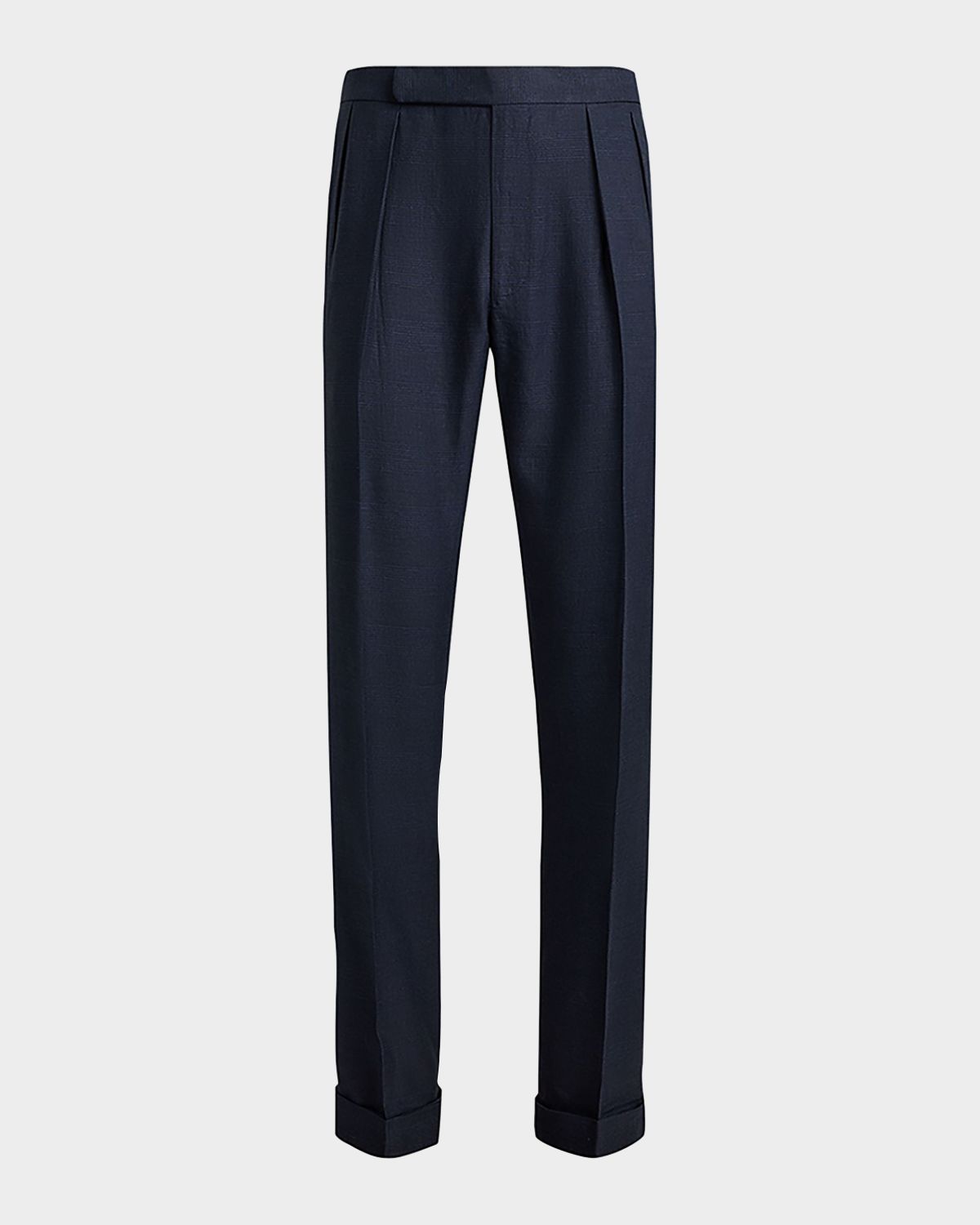 Ralph Lauren Purple Label Men 's Cashmere and Silk Glen Plaid Pleated Trousers