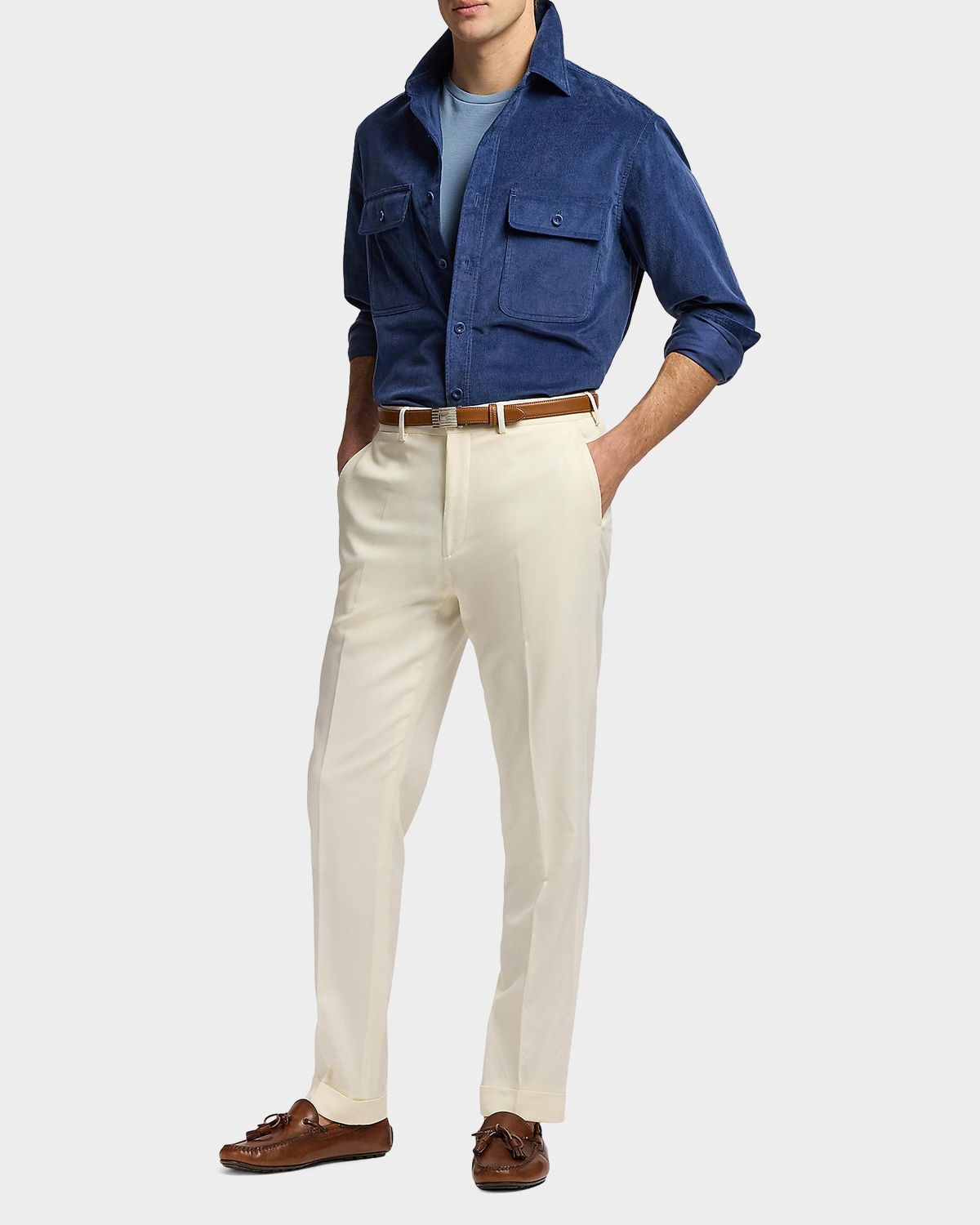 Ralph Lauren Purple Label Men 's Sea Island Cotton Corduroy Button-Down Shirt | Thumbnail 2 Ralph Lauren Purple Label Men 's Sea Island Cotton Corduroy Button-Down Shirt | Thumbnail 2
