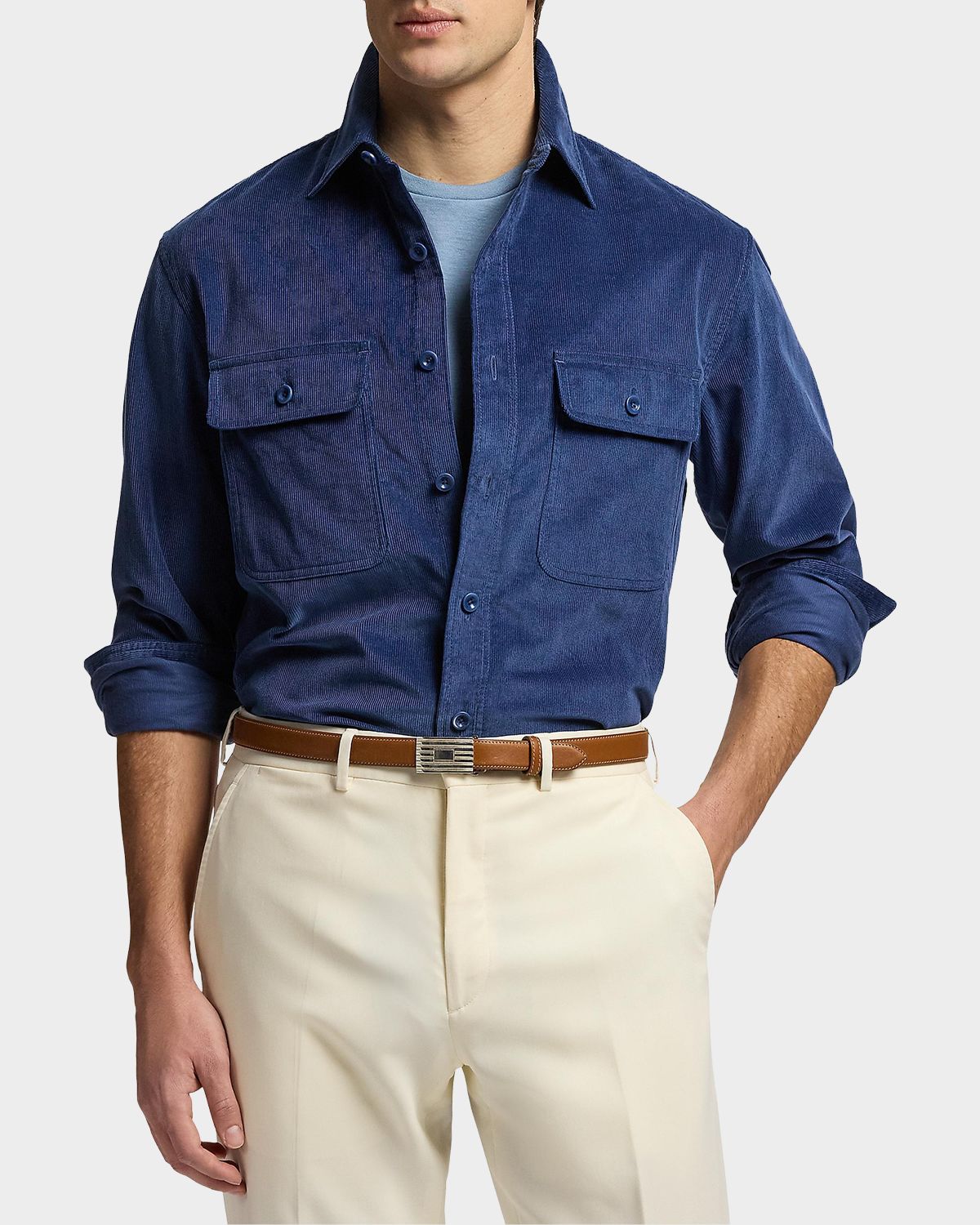 Ralph Lauren Purple Label Men 's Sea Island Cotton Corduroy Button-Down Shirt | Thumbnail 4 Ralph Lauren Purple Label Men 's Sea Island Cotton Corduroy Button-Down Shirt | Thumbnail 4