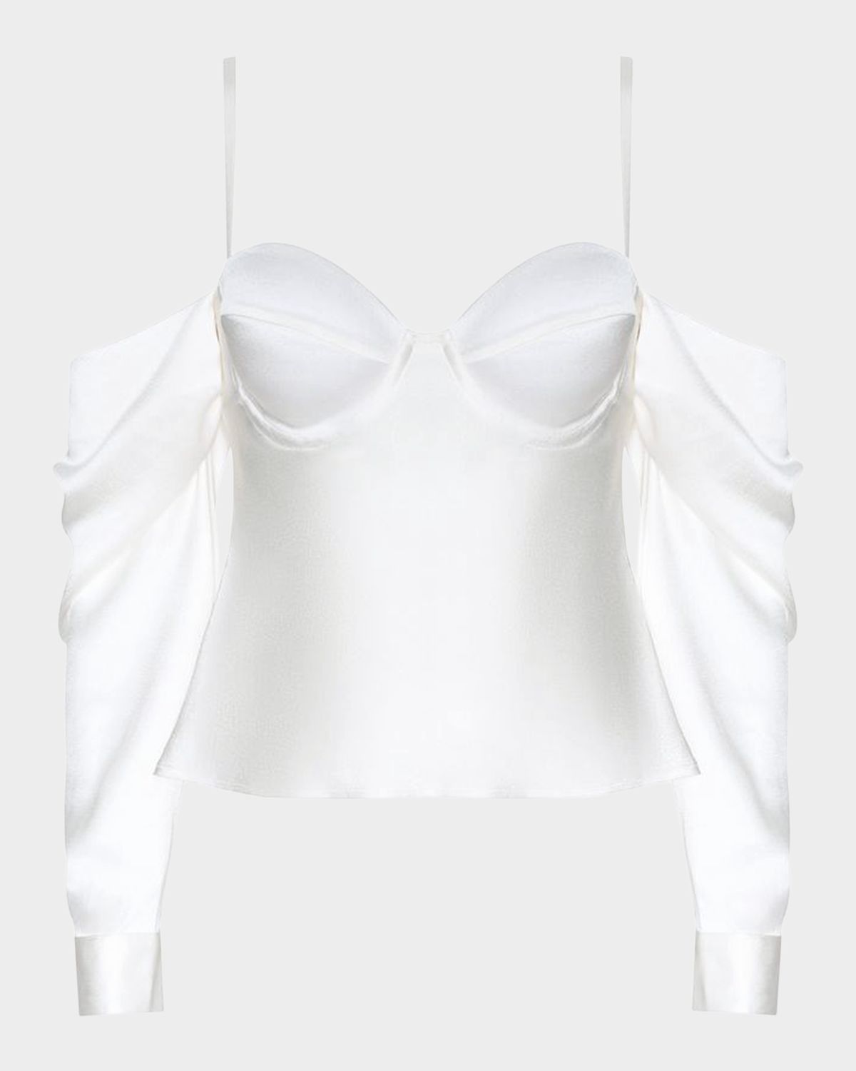 L 'Agence Saya Draped Cold-Shoulder Satin Top