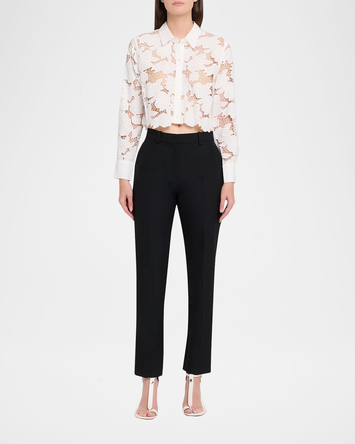 L 'Agence Seychelle Eyelet Embroidered Cropped Shirt | Thumbnail 2