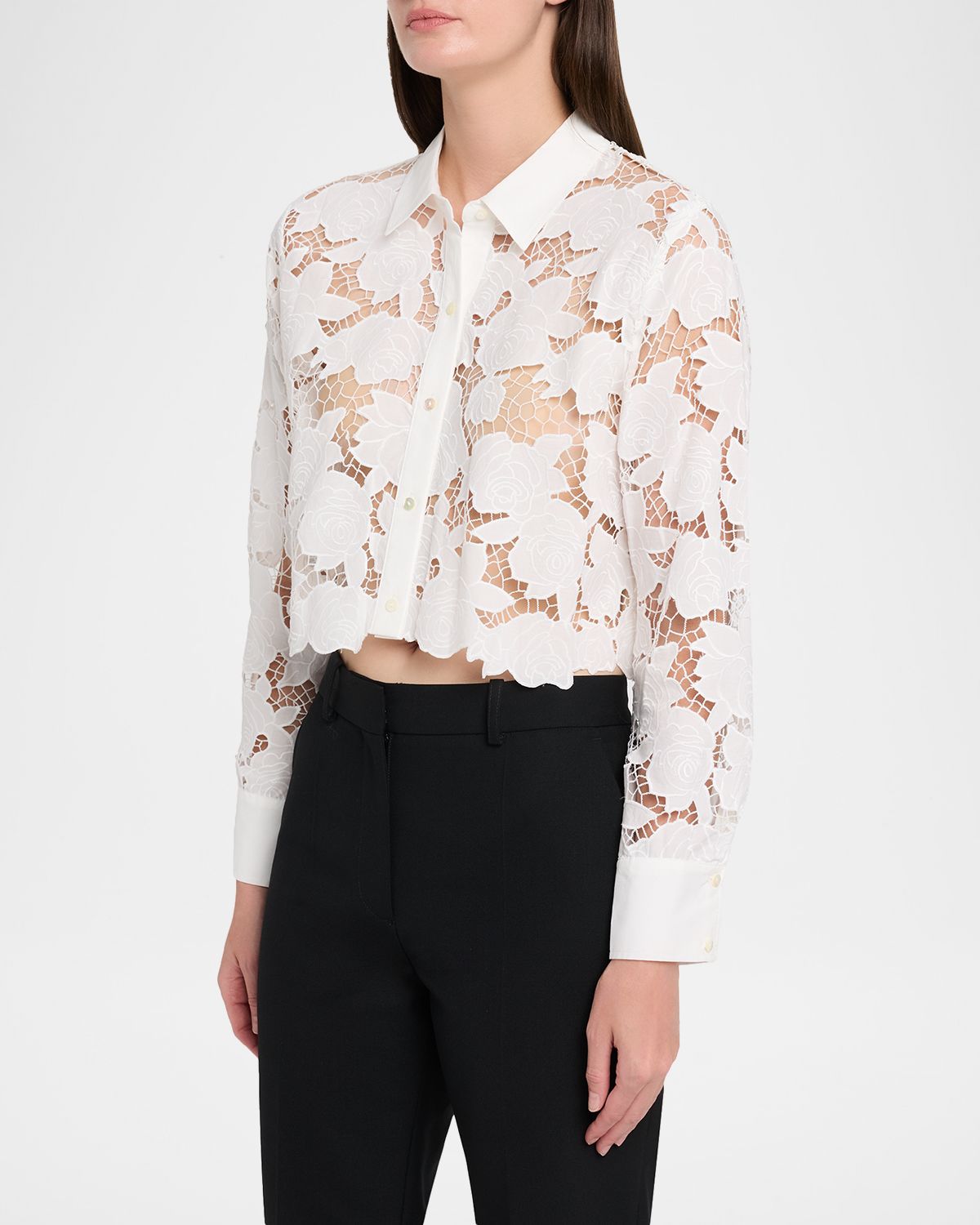 L 'Agence Seychelle Eyelet Embroidered Cropped Shirt | Thumbnail 4