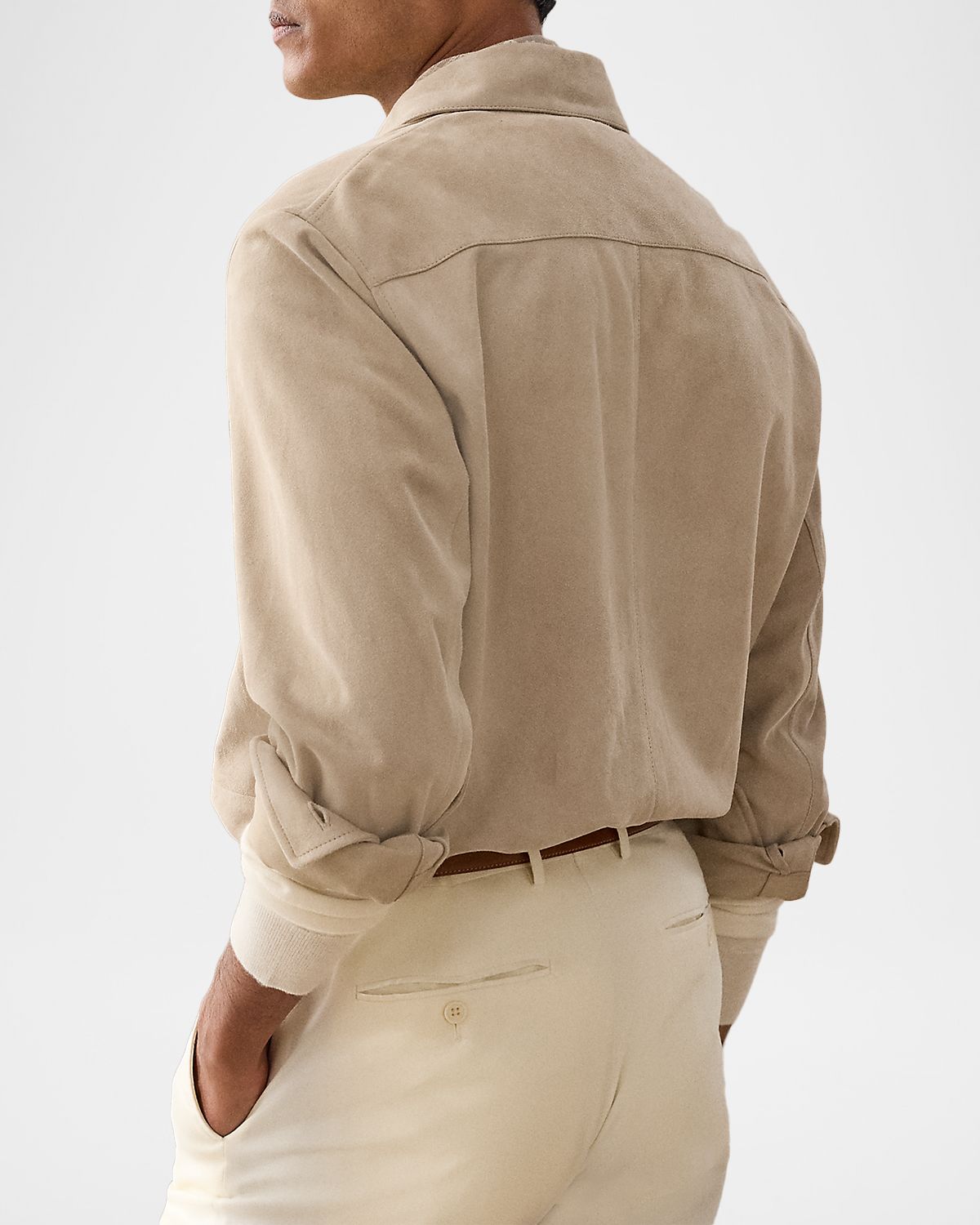 Ralph Lauren Purple Label Men 's Suede Flap-Pocket Overshirt | Thumbnail 3 Ralph Lauren Purple Label Men 's Suede Flap-Pocket Overshirt | Thumbnail 3